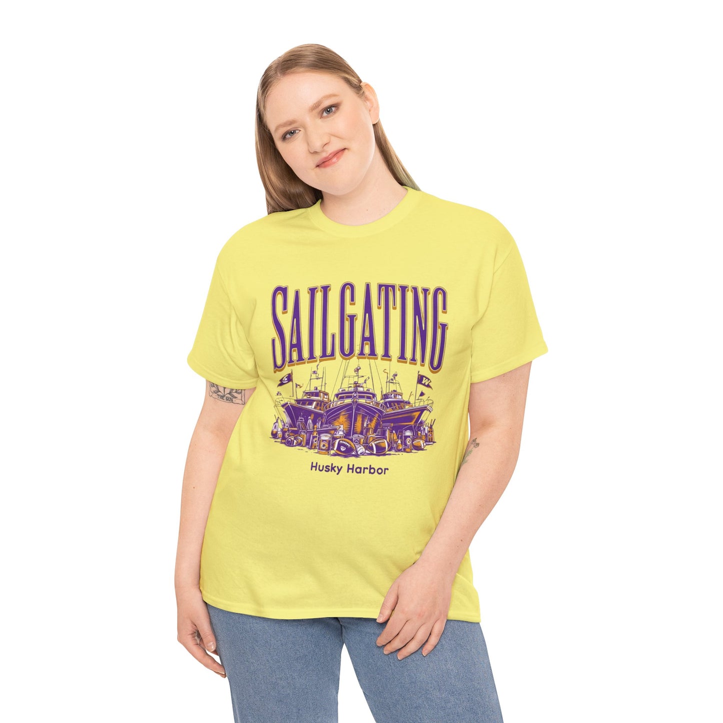 Sailgating Tee - Washington Huskies Unisex Heavy Cotton Shirt