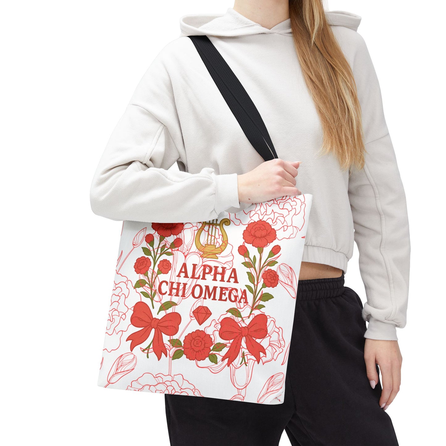 Floral Sorority Alpha Chi Omega Tote Bag, College Essentials, Gift for Sorority Sisters, Eco-Friendly Shopping Tote, Alpha Chi Omega Apparel