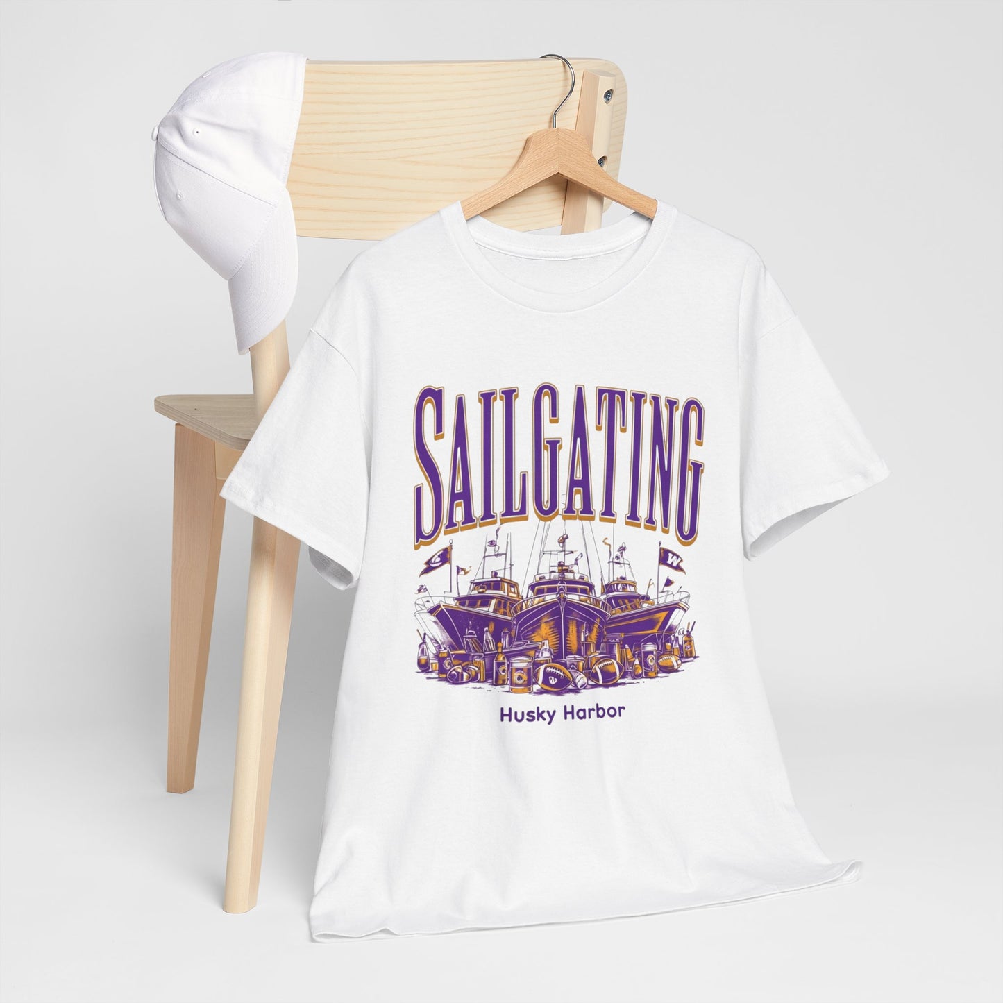 Sailgating Tee - Washington Huskies Unisex Heavy Cotton Shirt