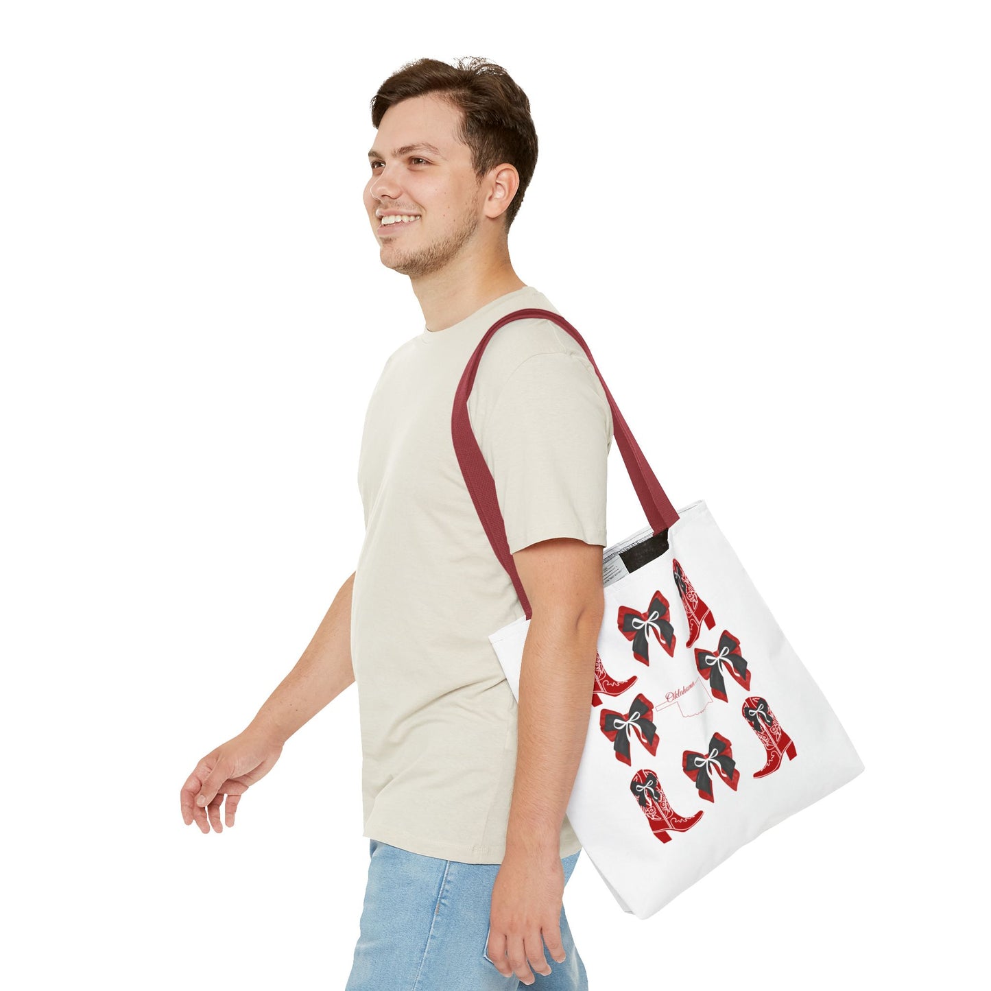 Tote Bag - Oklahoma Game Day Coquette Bow Design Fan Gift