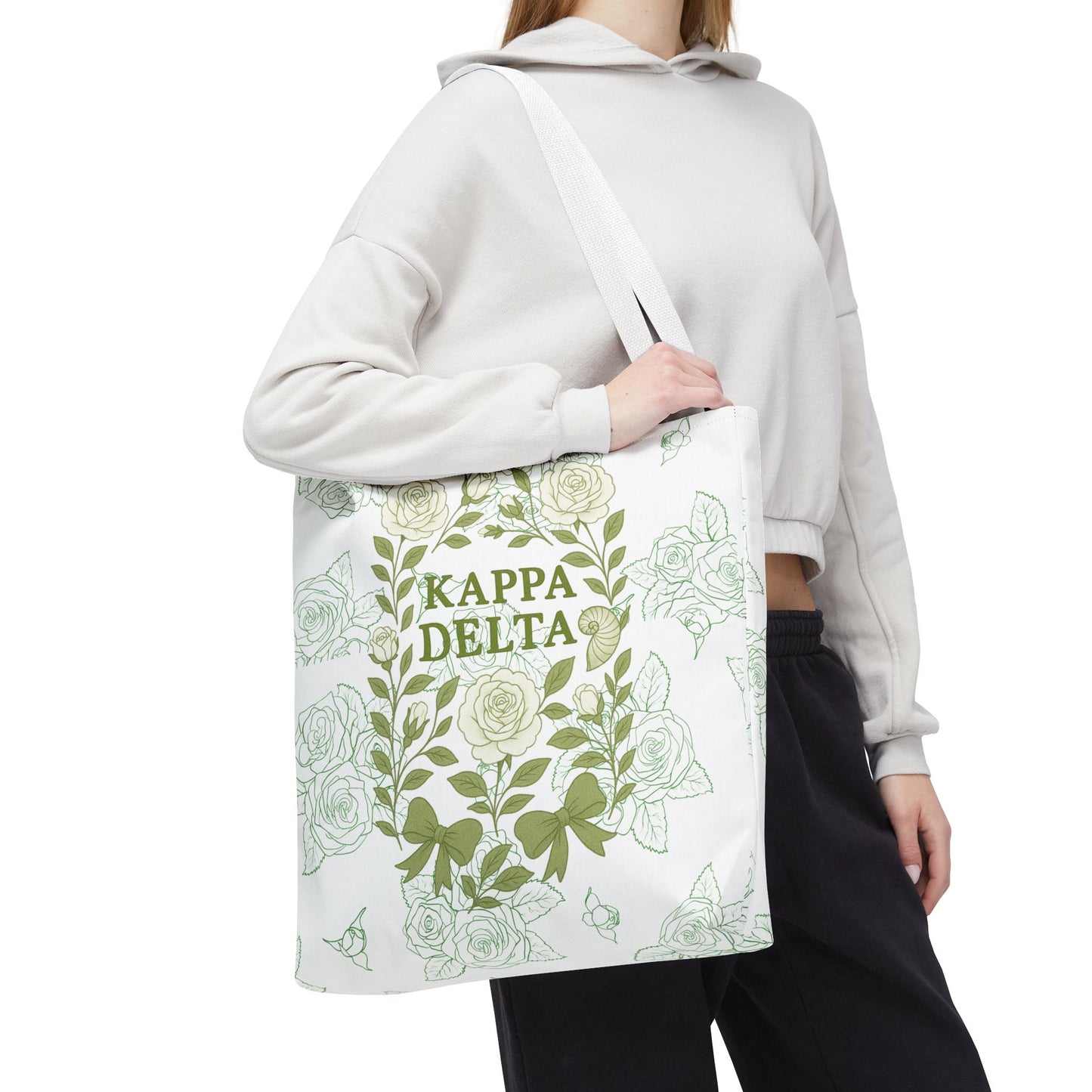 Elegant Kappa Delta Tote Bag, Floral AOP Design, Sorority Bag, Gift for Sisters, Eco-Friendly Shopping Bag