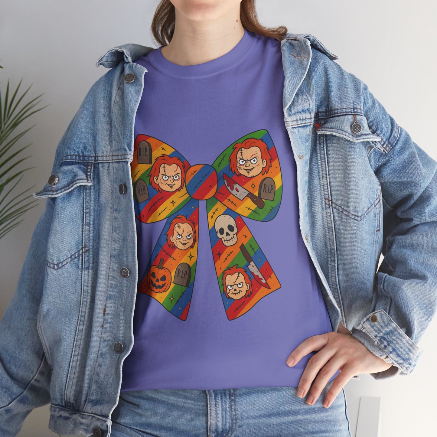 Colorful Halloween Bow Tee, Fun Costume T-Shirt, Halloween Party Shirt, Unisex Graphic Tee, Cozy Everyday Wear, Unique Gift Idea