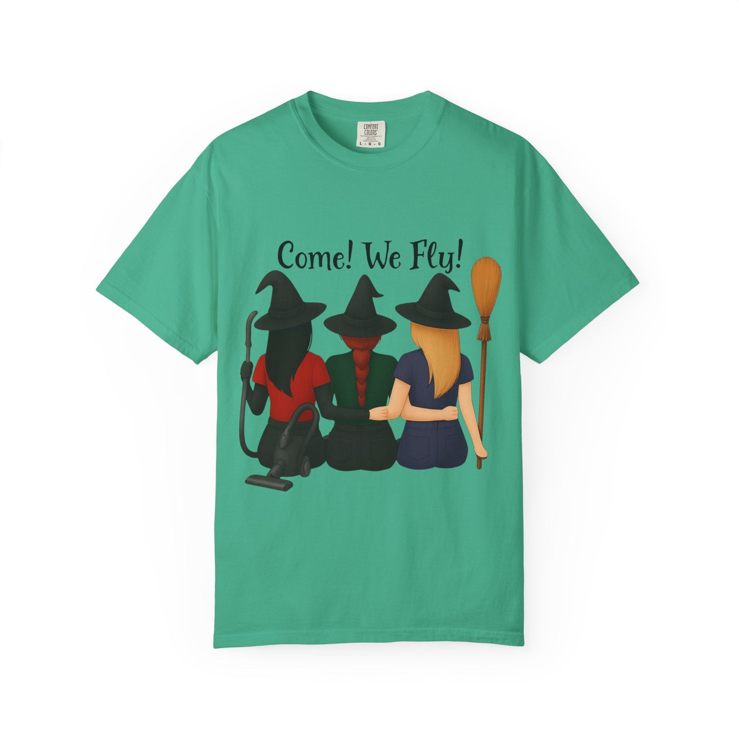 Witchy Halloween T-shirt - Come We Fly Unisex Garment-Dyed Tee