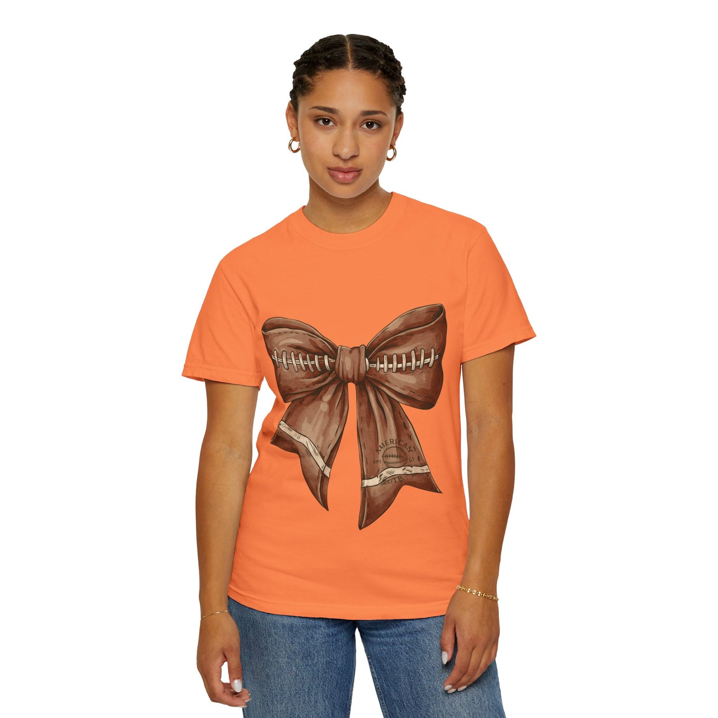 Football Bow T-Shirt: Unisex Casual Wear for Game Day Apparel