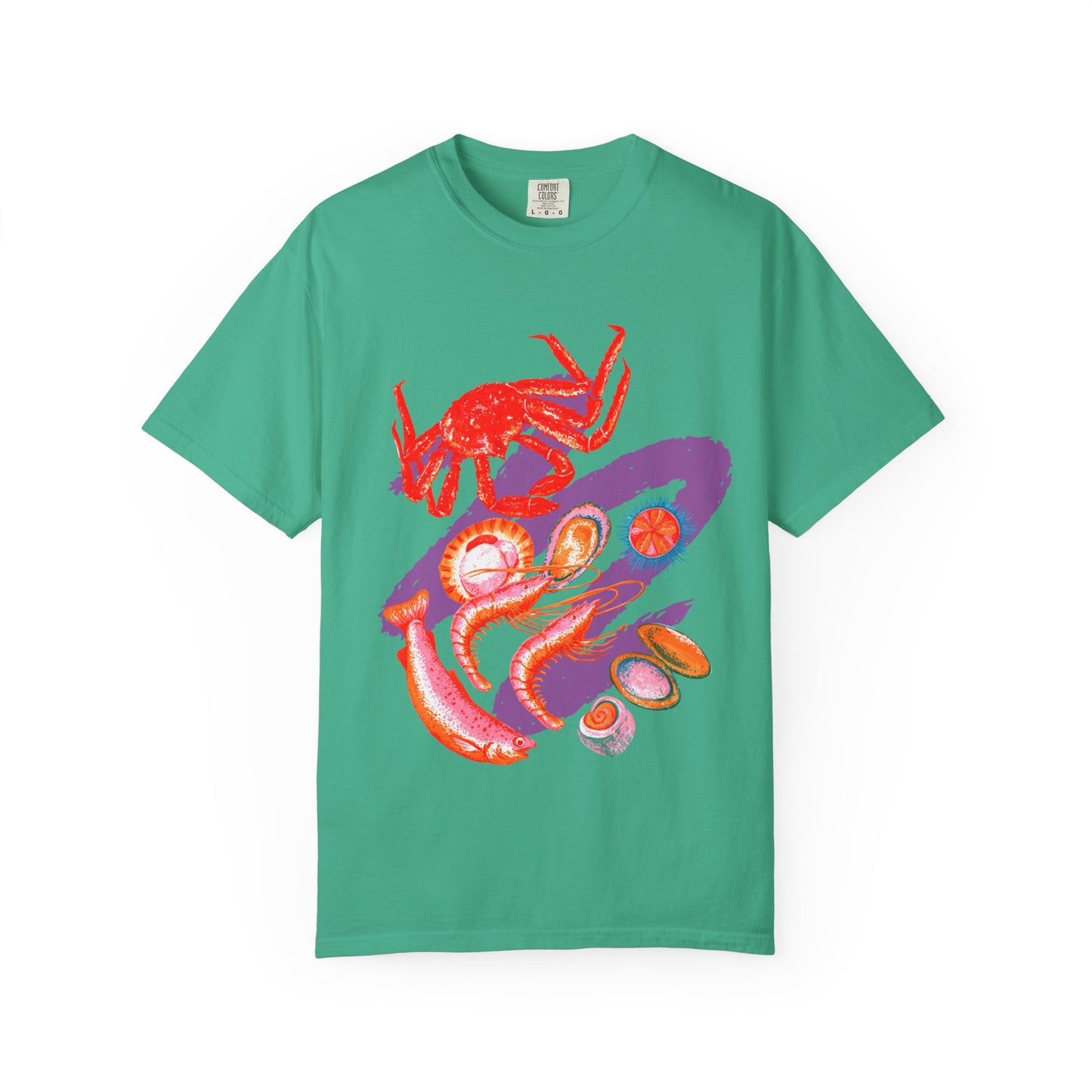 Comfort Colors Vibrant Seafood T-Shirt, French Coastal Tee, Distressed Shirt, Oversized Coquette Aesthetic, Nautical Style