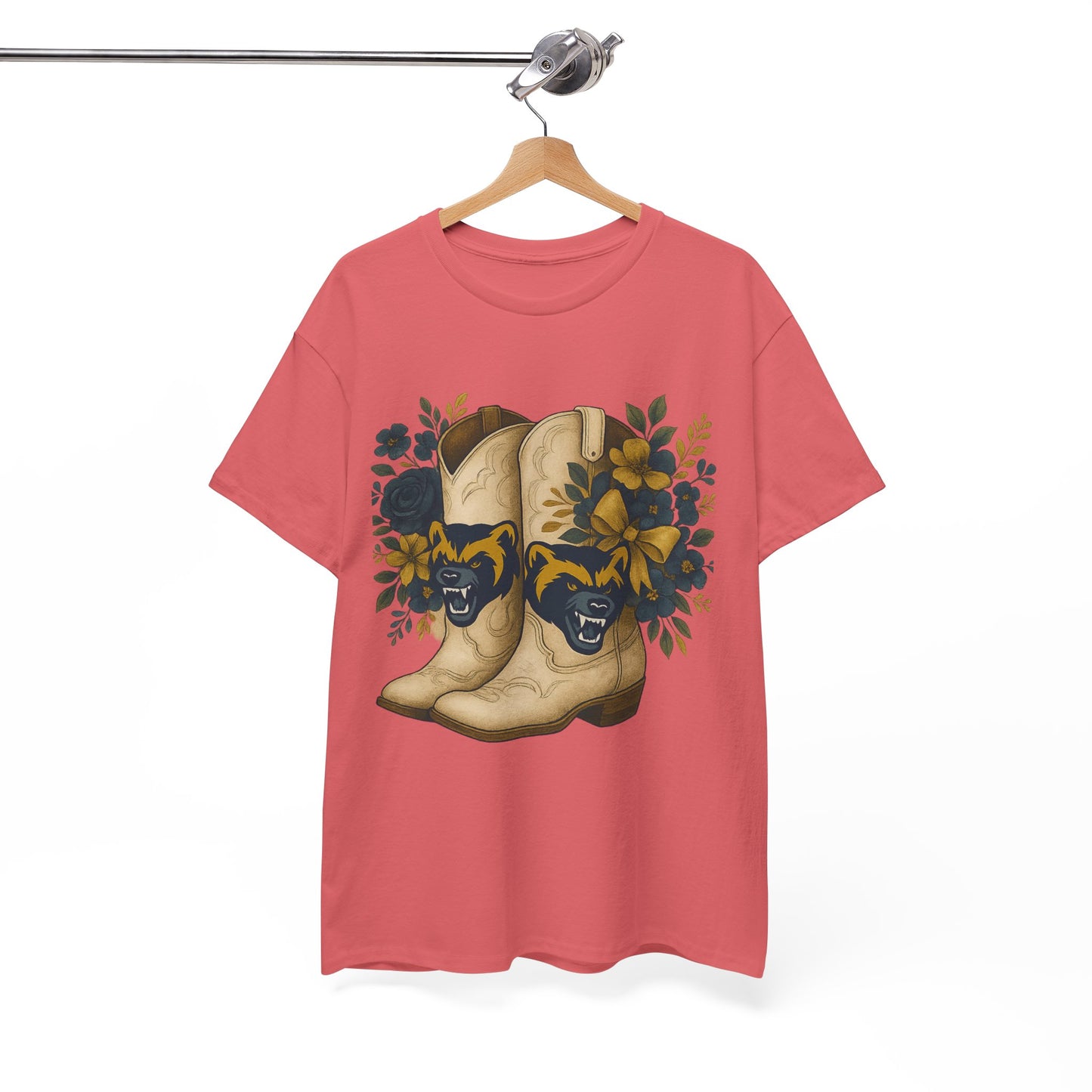 Graphic Tee - Michigan Wolverines Maize and Blue Country Chic Floral Cowboy Boots Vintage Style Shirt