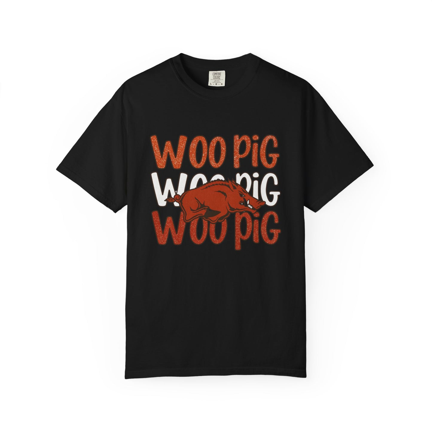 Woo Pig Garment-Dyed T-Shirt, Unisex Tee, Arkansas Pride Shirt, Casual Everyday Wear, College Game Day Tee, Fun Graphic Tee
