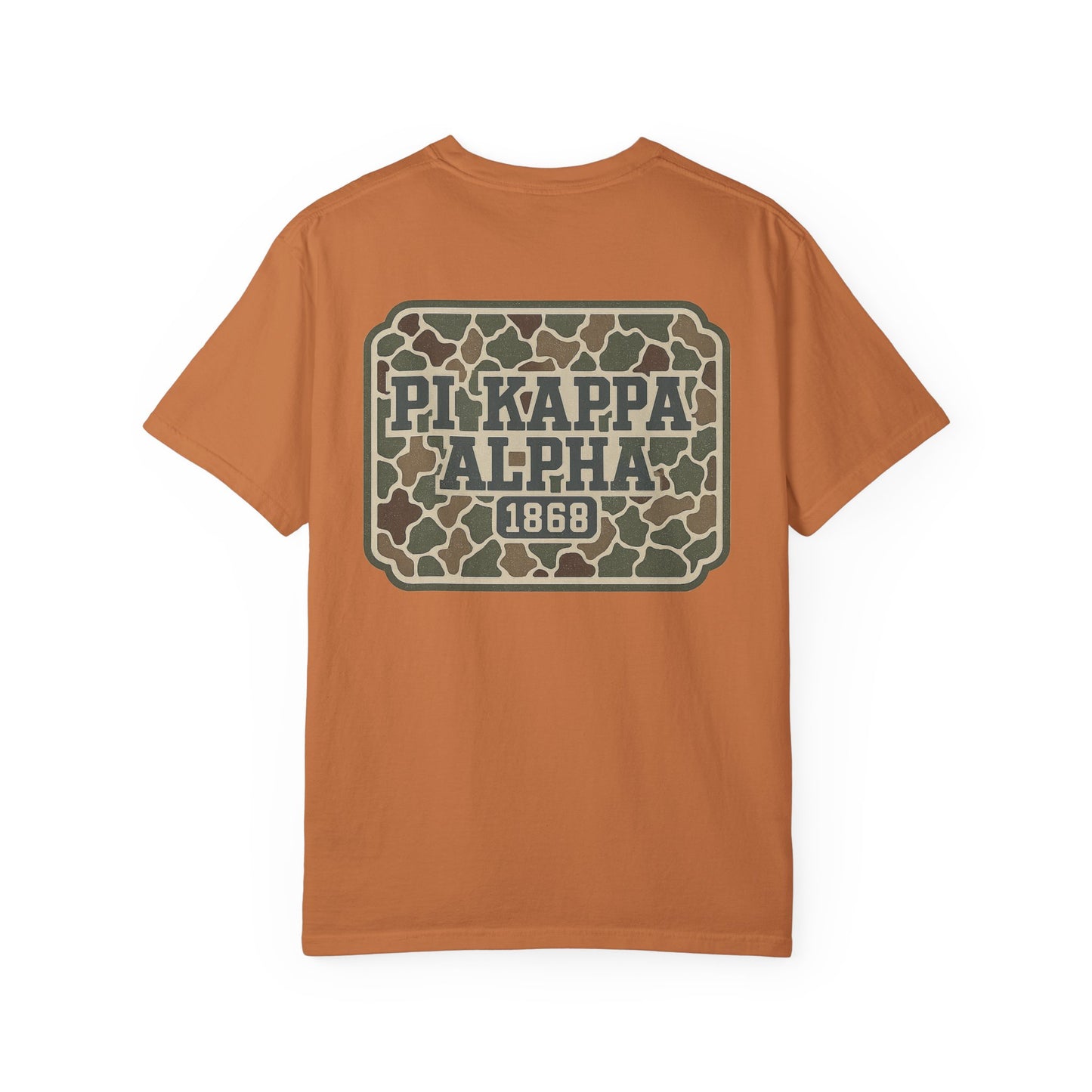 PiKappaAlpha Camouflage T-Shirt | Unisex Garment-Dyed Tee | Casual Wear, Greek Life Apparel, College Gifts, Brotherhood Shirt, Event [...]