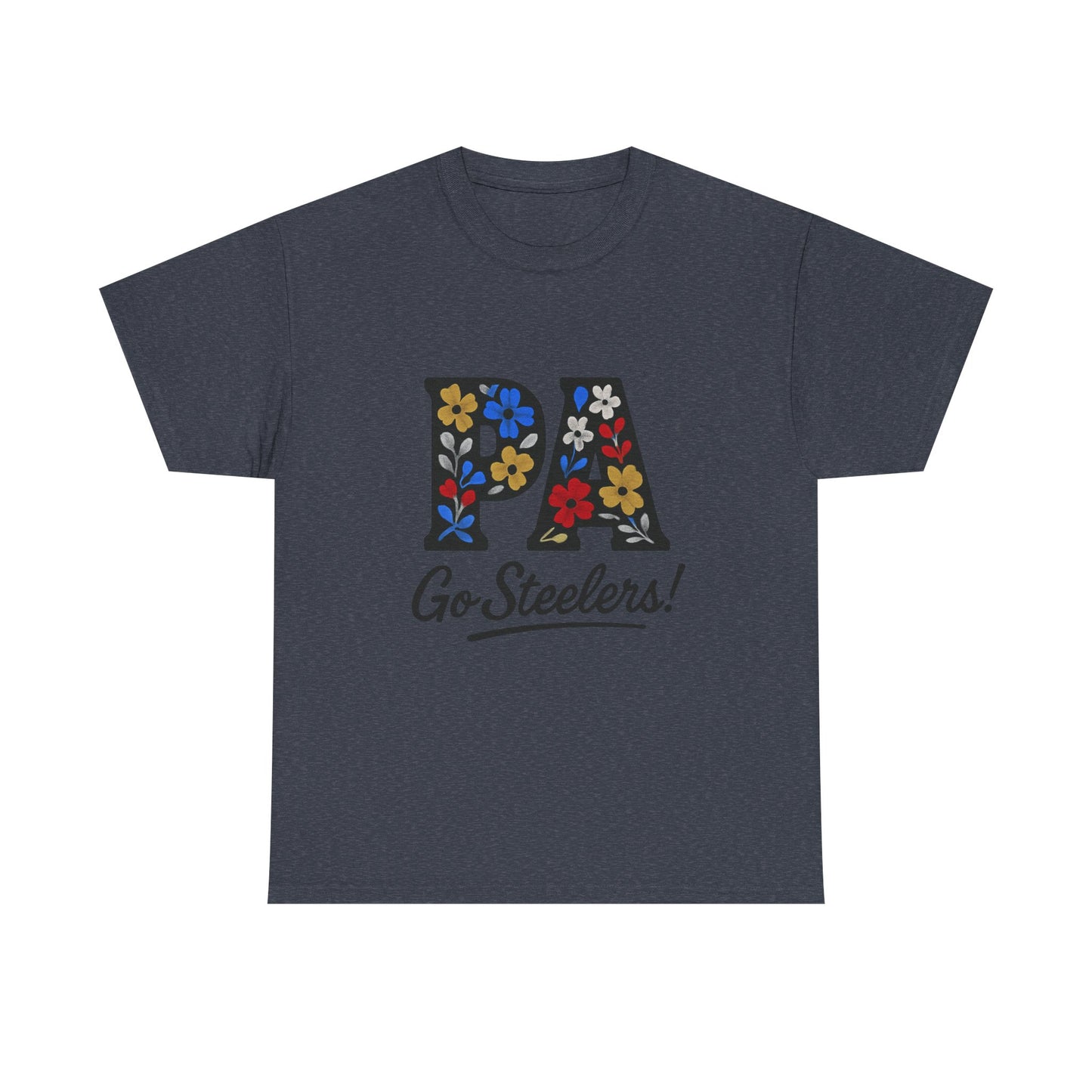 Sports Fan Tee - Floral PA Go Steelers Unisex Heavy Cotton Tee