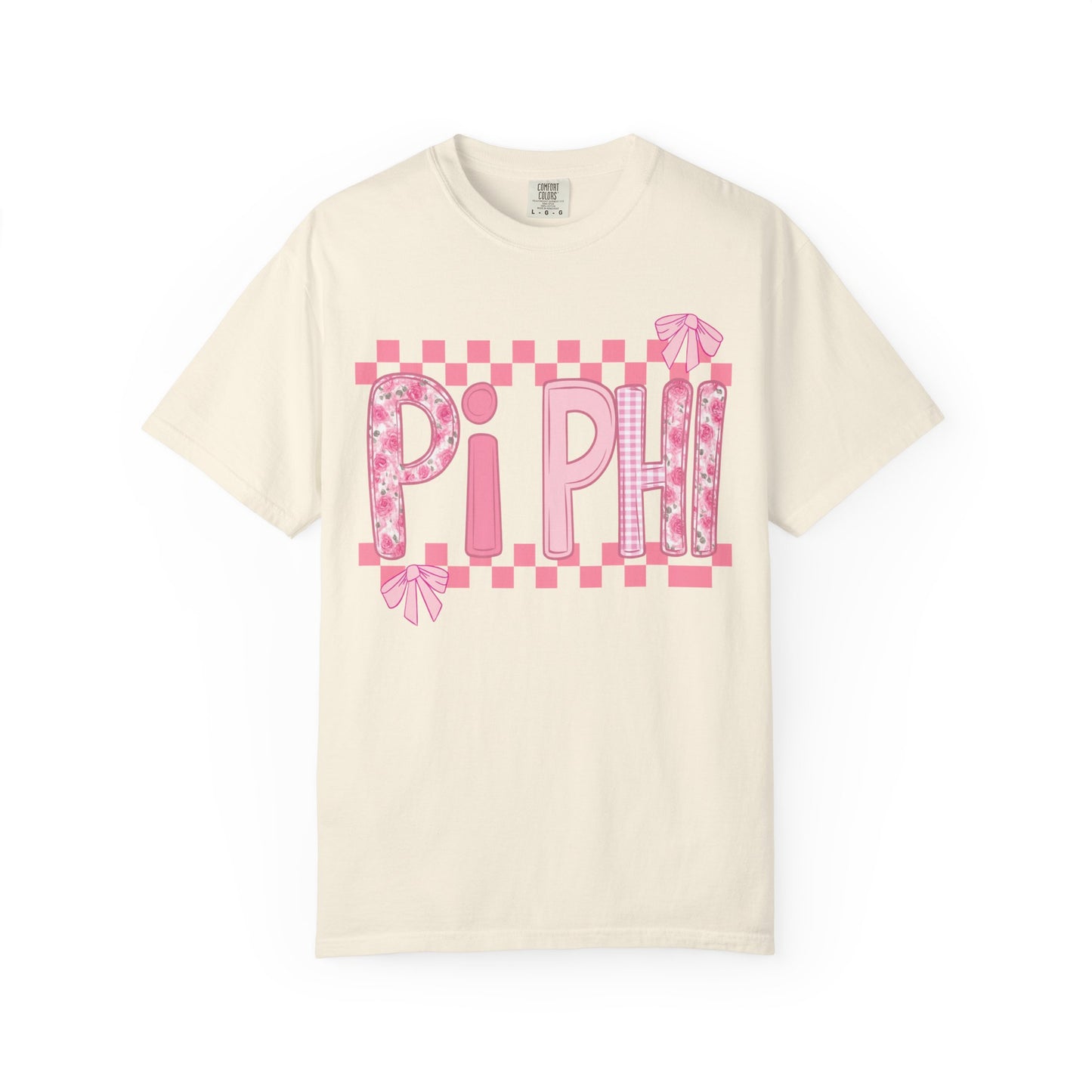 Cute Garment-Dyed T-Shirt for Sorority Sisters, Pi -Checked Style, Perfect for Casual Outings, Sorority Events, Gifts