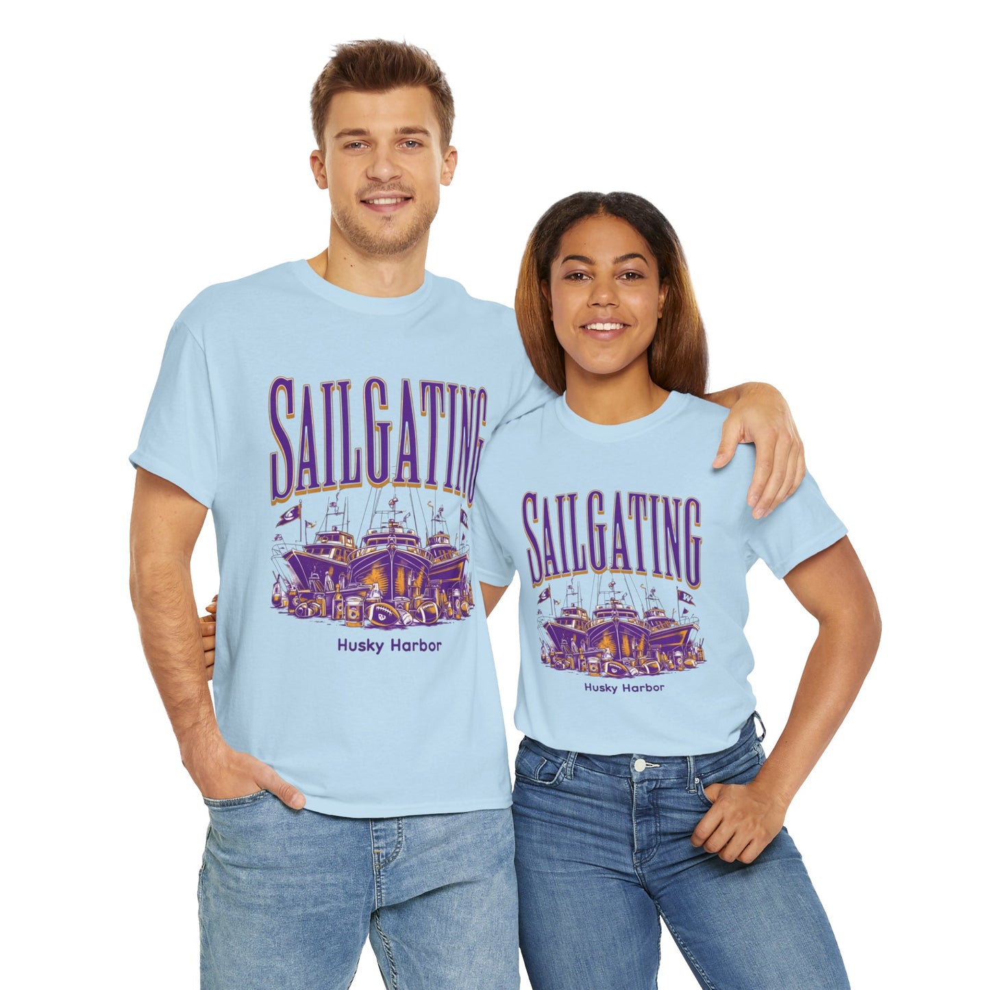 Sailgating Tee - Washington Huskies Unisex Heavy Cotton Shirt