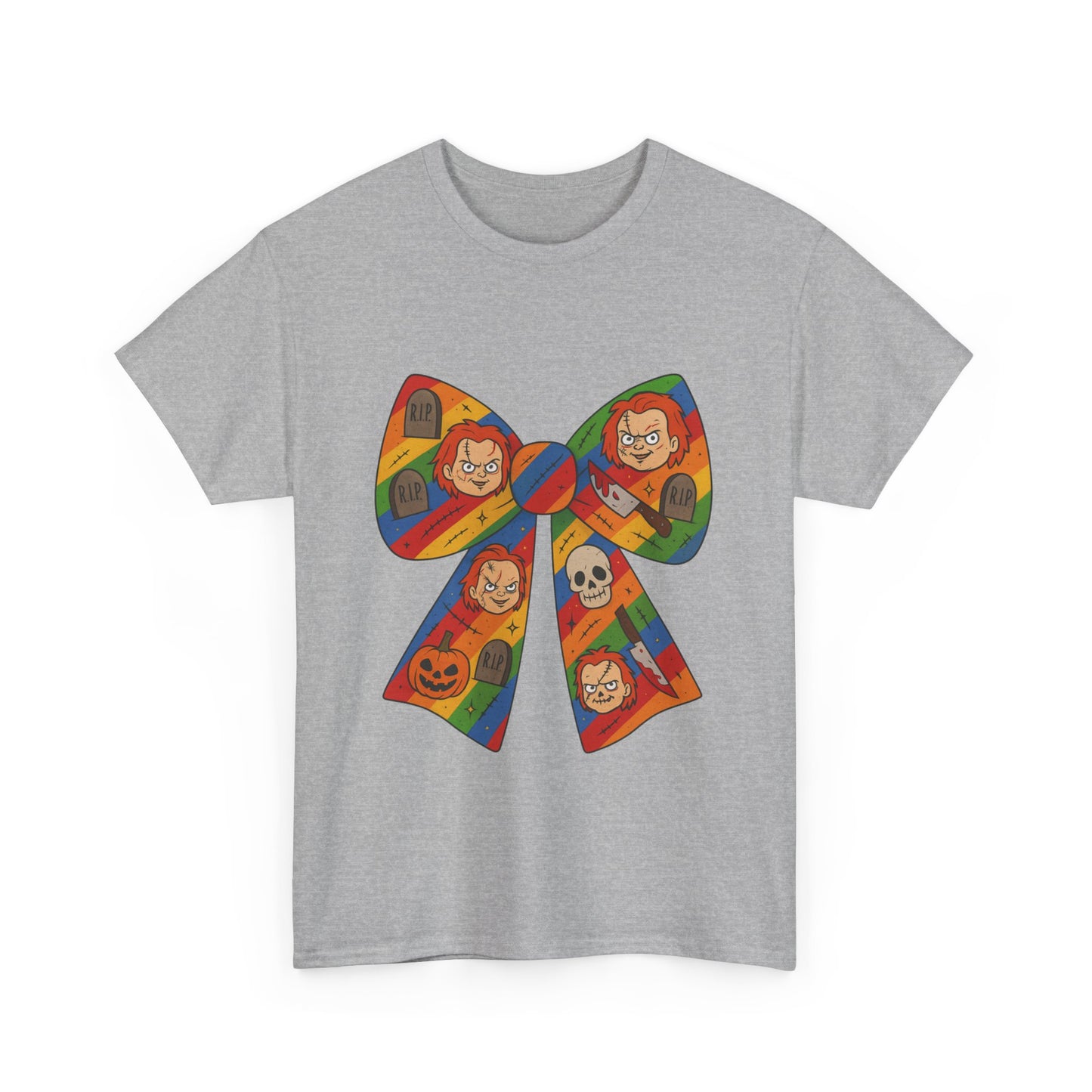 Colorful Halloween Bow Tee, Fun Costume T-Shirt, Halloween Party Shirt, Unisex Graphic Tee, Cozy Everyday Wear, Unique Gift Idea