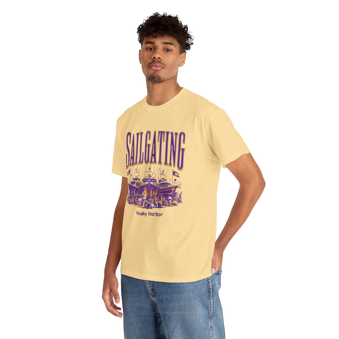 Sailgating Tee - Washington Huskies Unisex Heavy Cotton Shirt