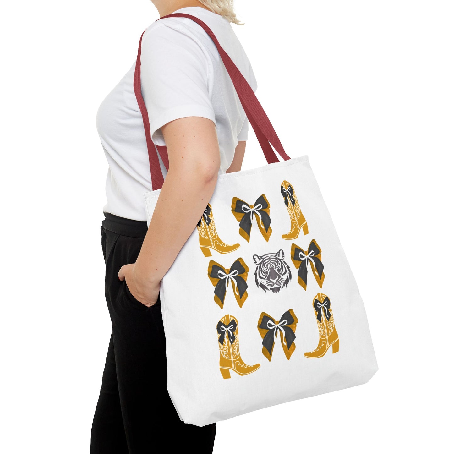 Mizzou tigers tote bag, missouri game day, Stylish Tote Bag with Boots and Tiger Design, missouri fan gift, missouri tigers alumni, graduation gift, mo tigers