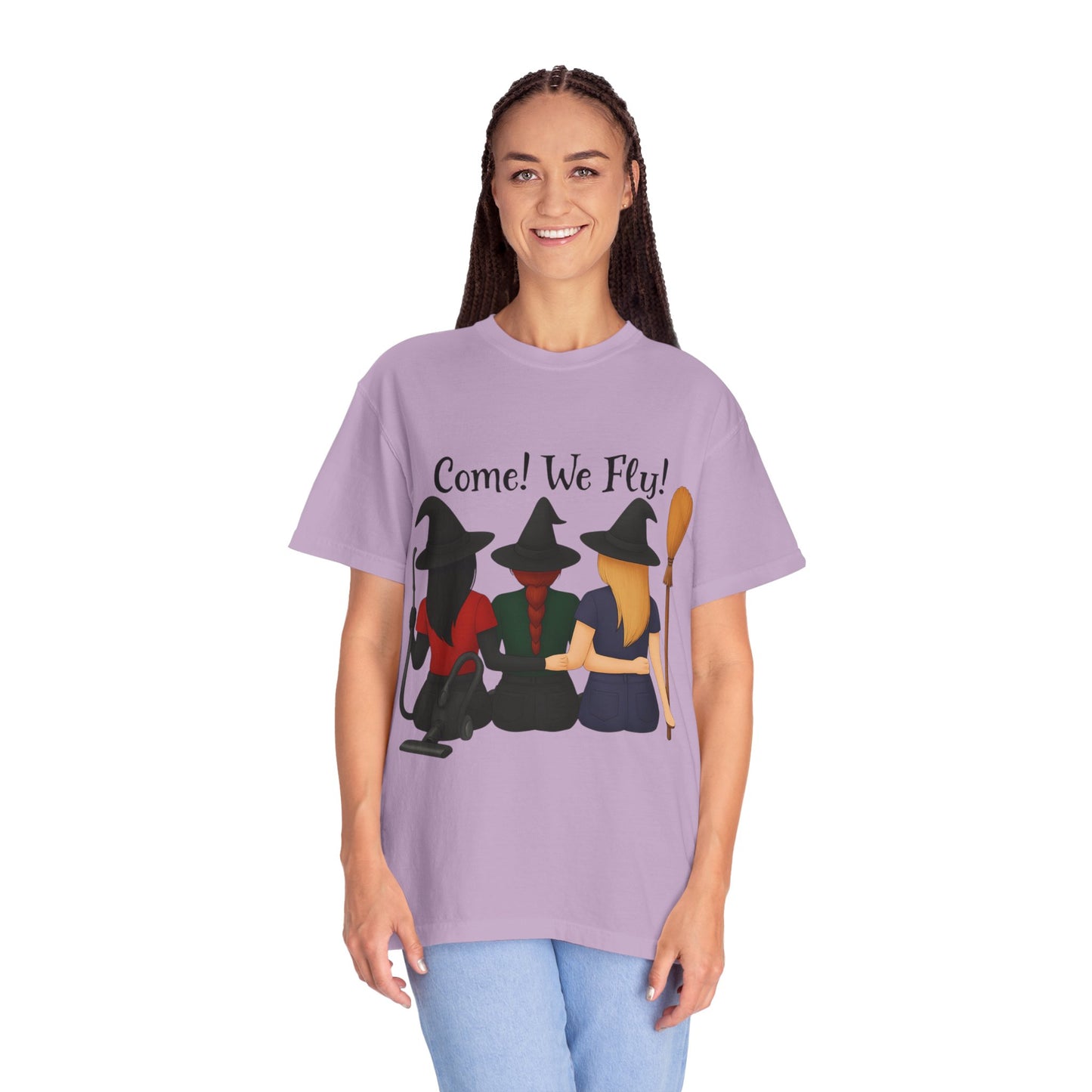 Witchy Halloween T-shirt - Come We Fly Unisex Garment-Dyed Tee