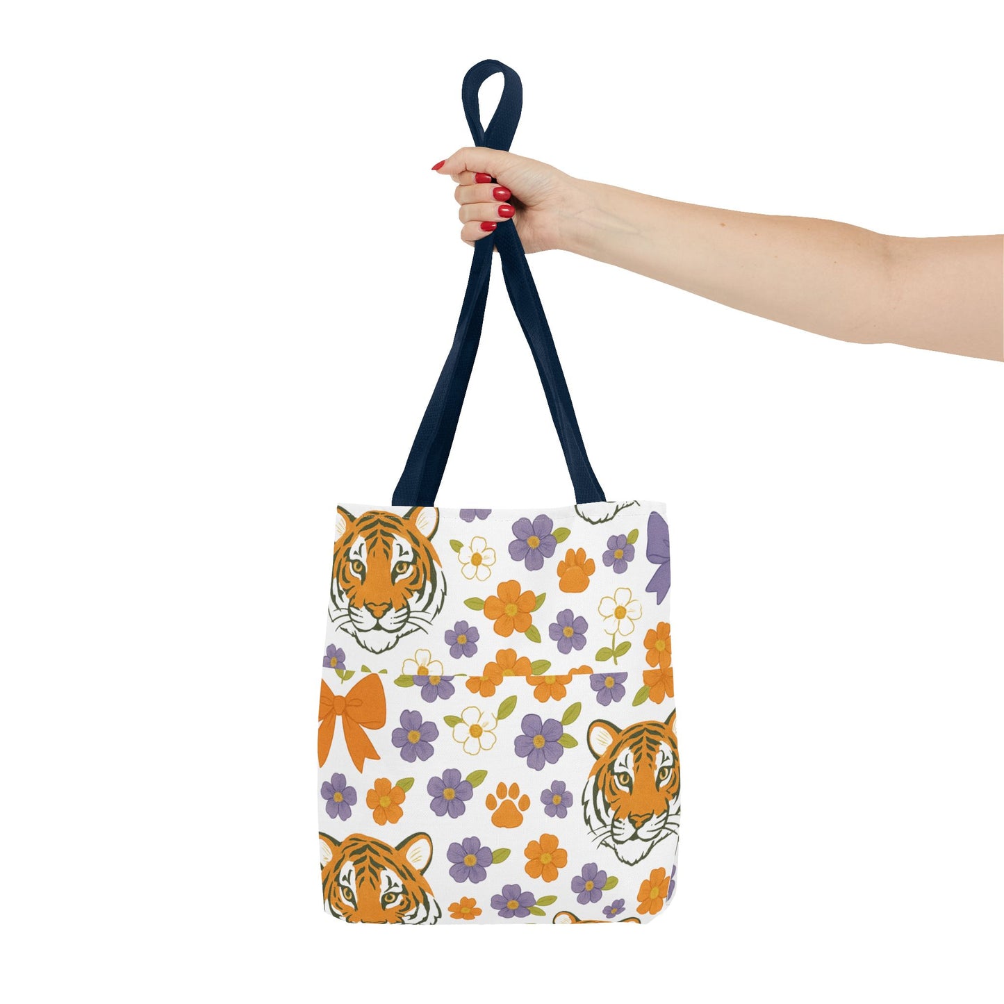 Whimsical Tiger Floral Tote Bag - Clemson Fan Gift, Graduation Gift, Alumni Gift, Cute Eco-Friendly Shopping Bag, Beach Bag, Gift for Animal Lovers, Spring & Summer Accessory