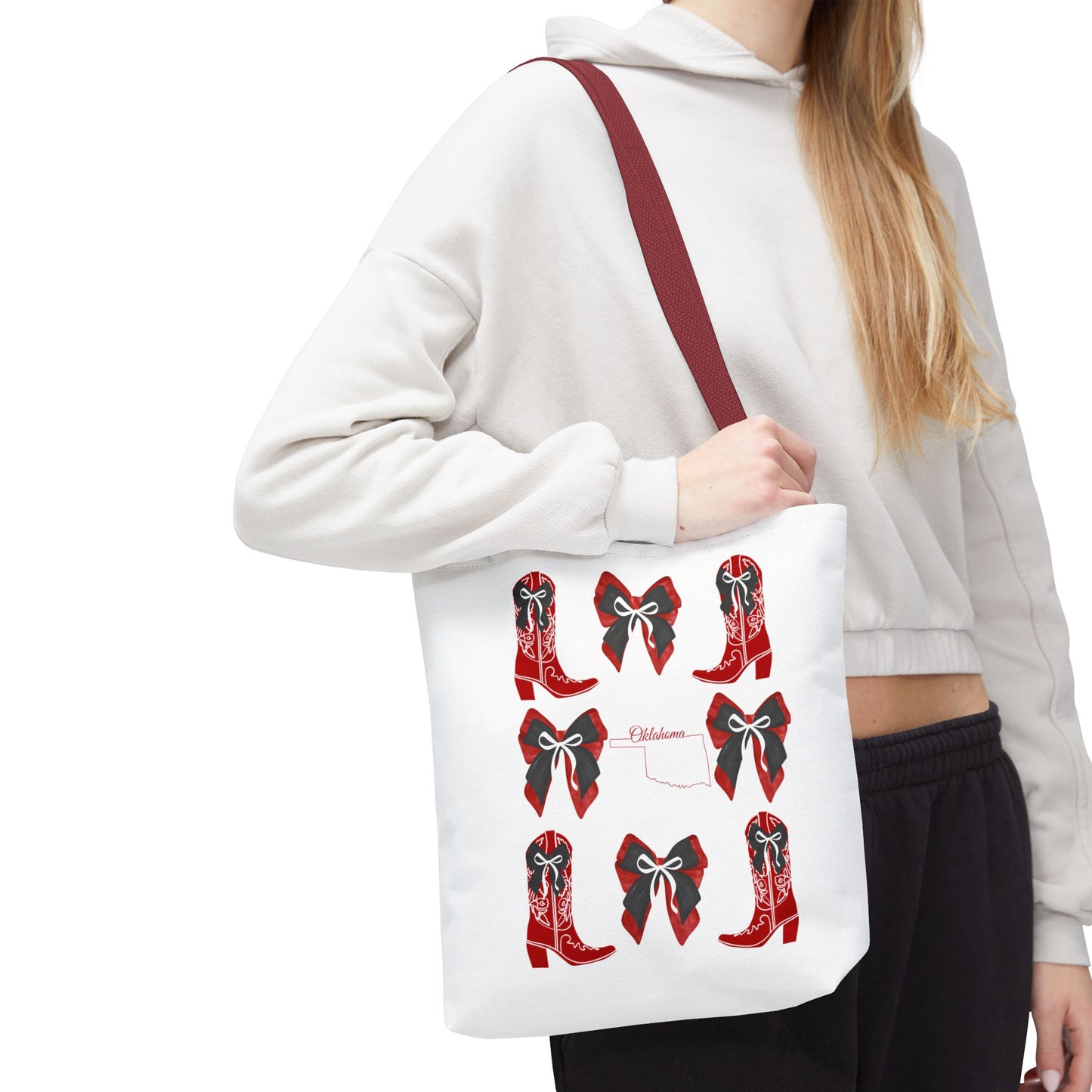 Tote Bag - Oklahoma Game Day Coquette Bow Design Fan Gift