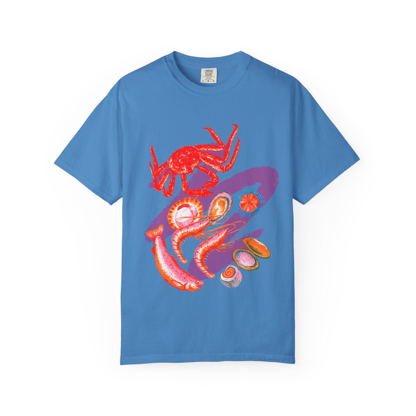 Comfort Colors Vibrant Seafood T-Shirt, French Coastal Tee, Distressed Shirt, Oversized Coquette Aesthetic, Nautical Style