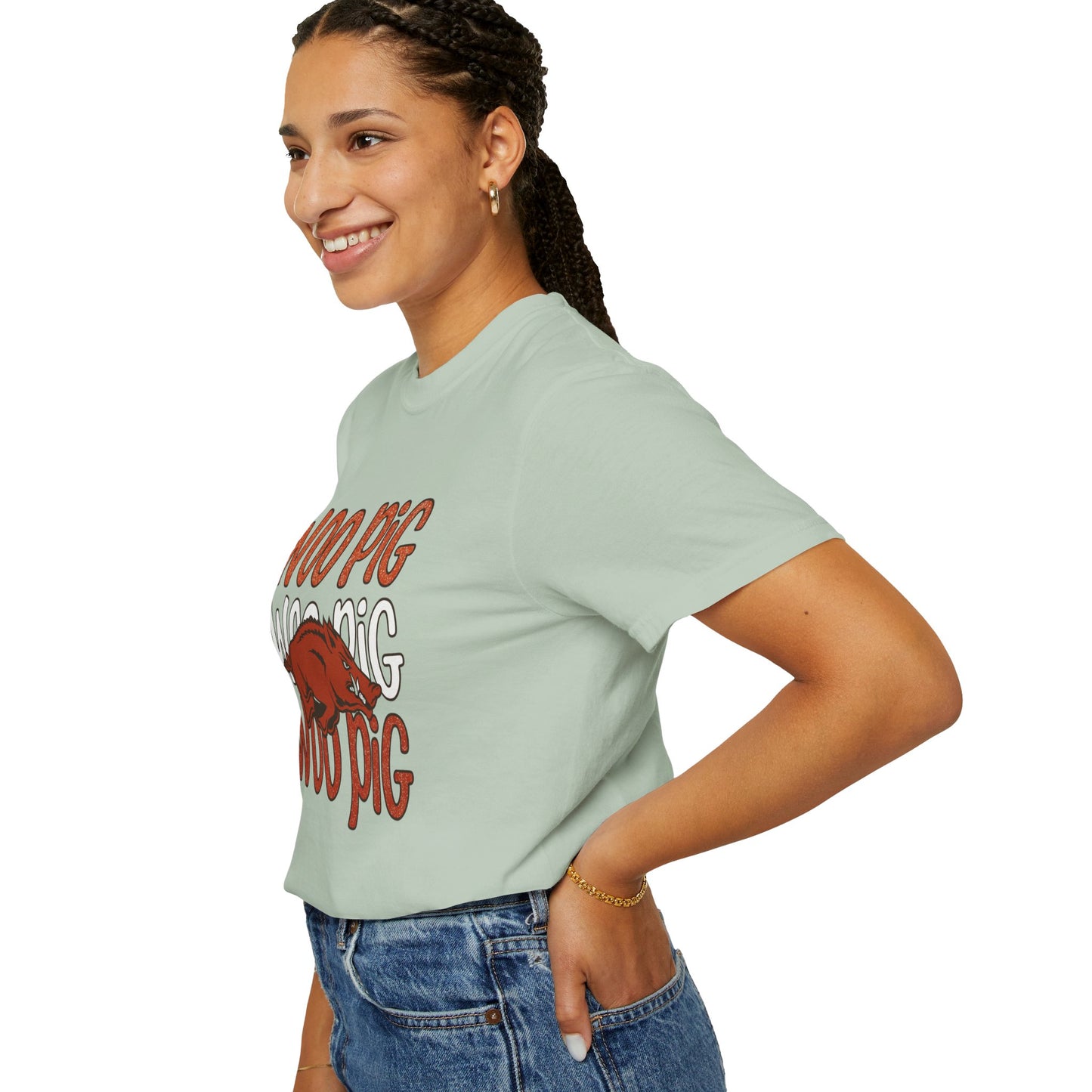 Woo Pig Garment-Dyed T-Shirt, Unisex Tee, Arkansas Pride Shirt, Casual Everyday Wear, College Game Day Tee, Fun Graphic Tee