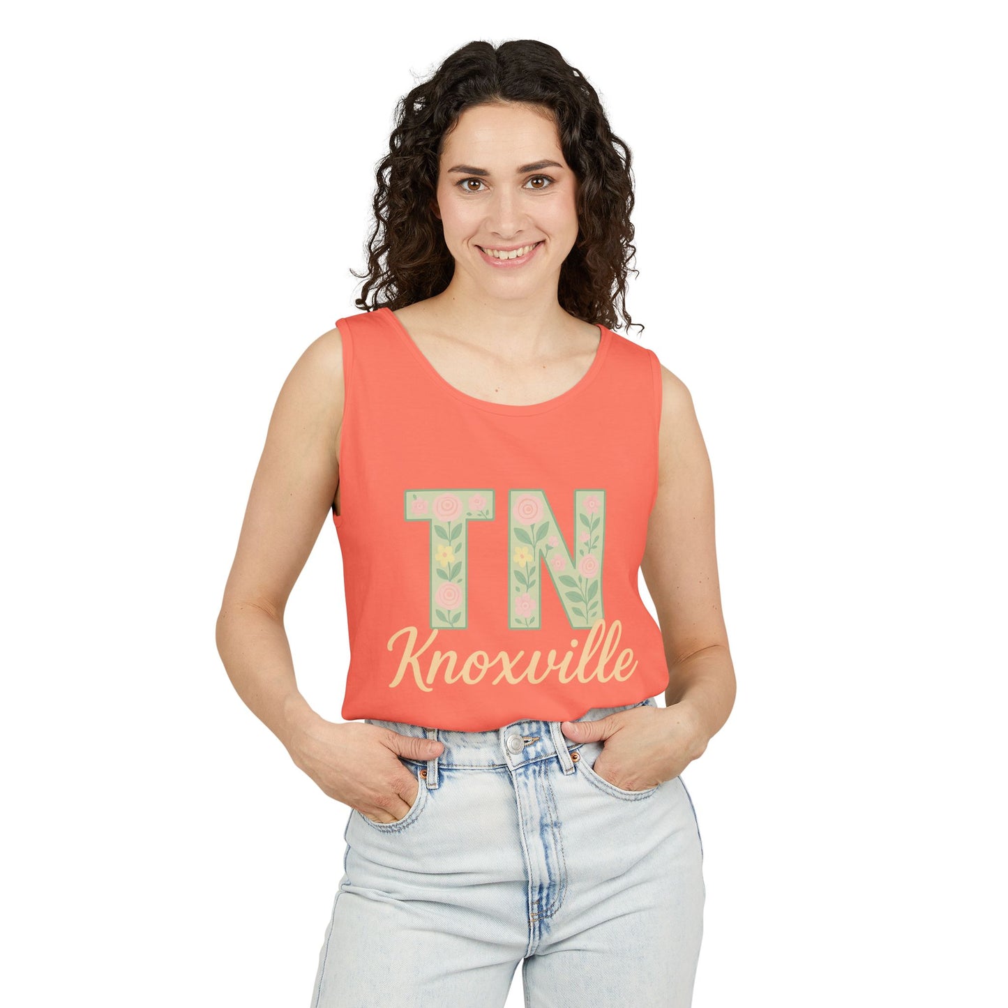 Tennessee Floral Tank Top, Unisex Sleeveless Shirt, Summer Tee, Casual Wear, Gift for Her, Comfort Colors, Graduation Gift, Rocky Top