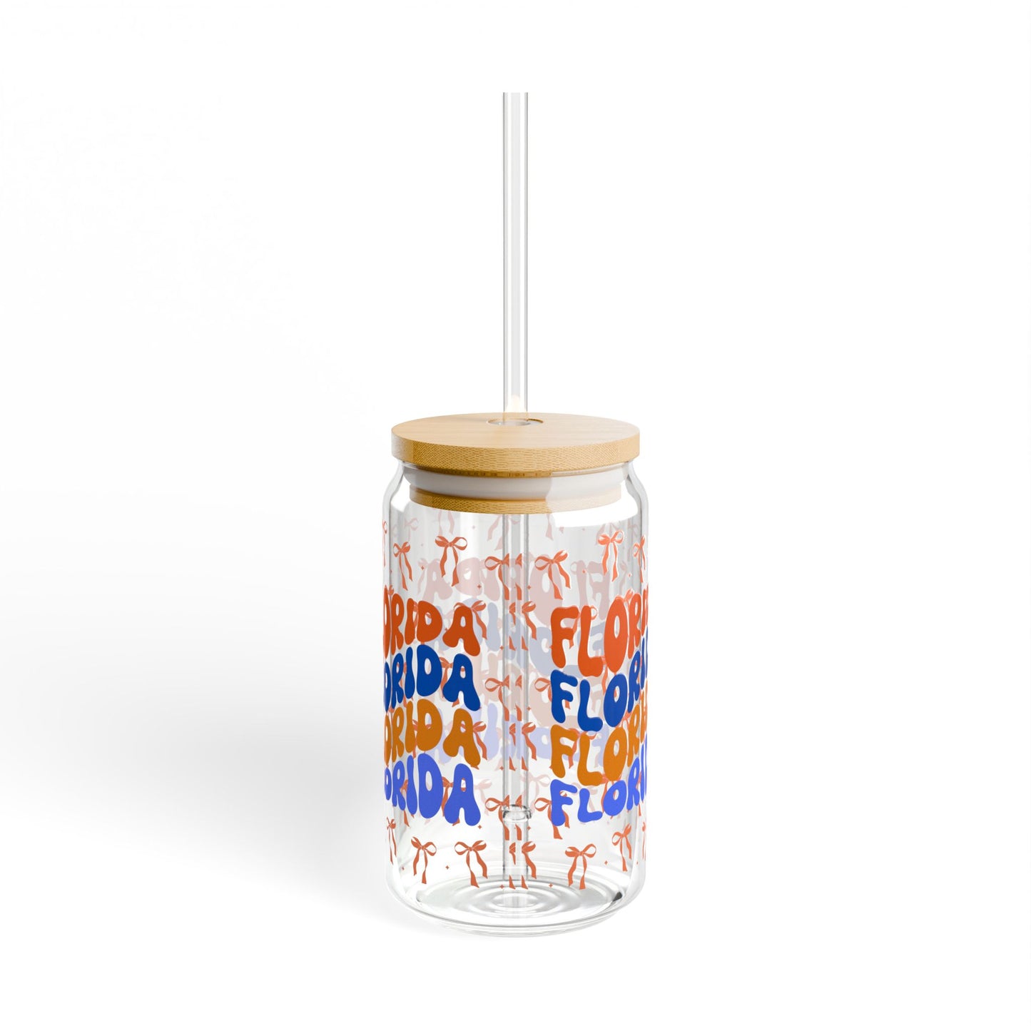 Coquette Bow Florida Sipper Glass, 16oz - Reusable Drinkware, Summer Vibes, Beach Lovers Gift, Eco-Friendly, FL gators, graduation gift, college student gift, florida fan