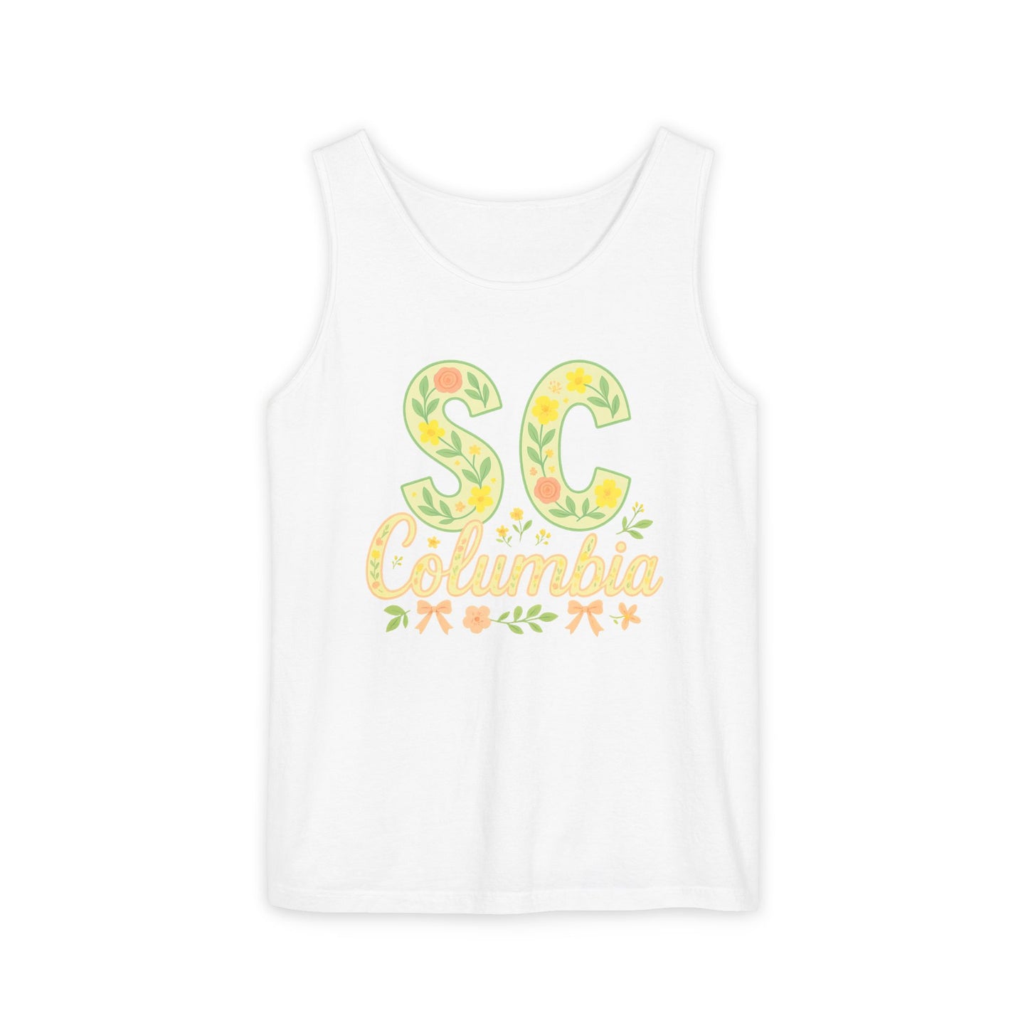 SC Columbia Floral Tank Top, Summer Tee, Beachwear, Vacation Clothes, Gift for Her, Casual Outfit, Comfort Colors, Graduation Gift
