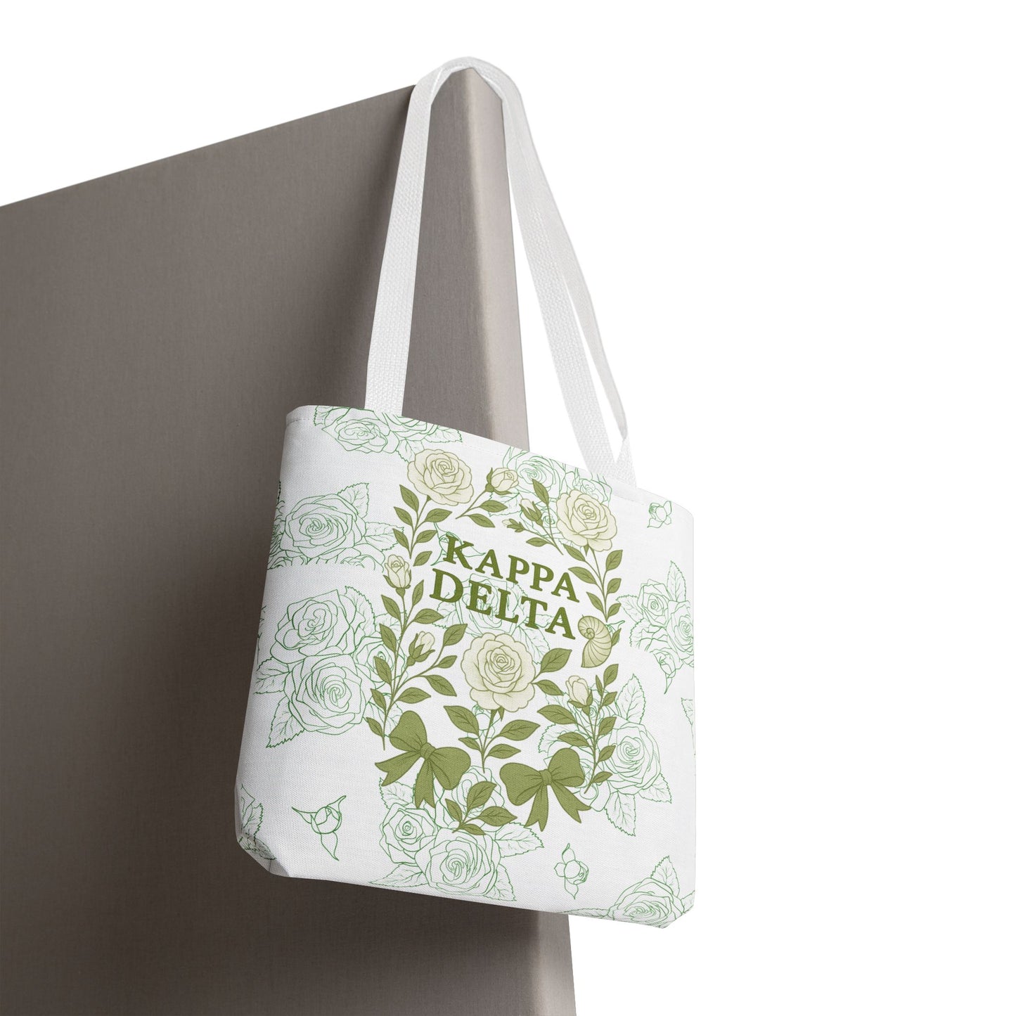 Elegant Kappa Delta Tote Bag, Floral AOP Design, Sorority Bag, Gift for Sisters, Eco-Friendly Shopping Bag