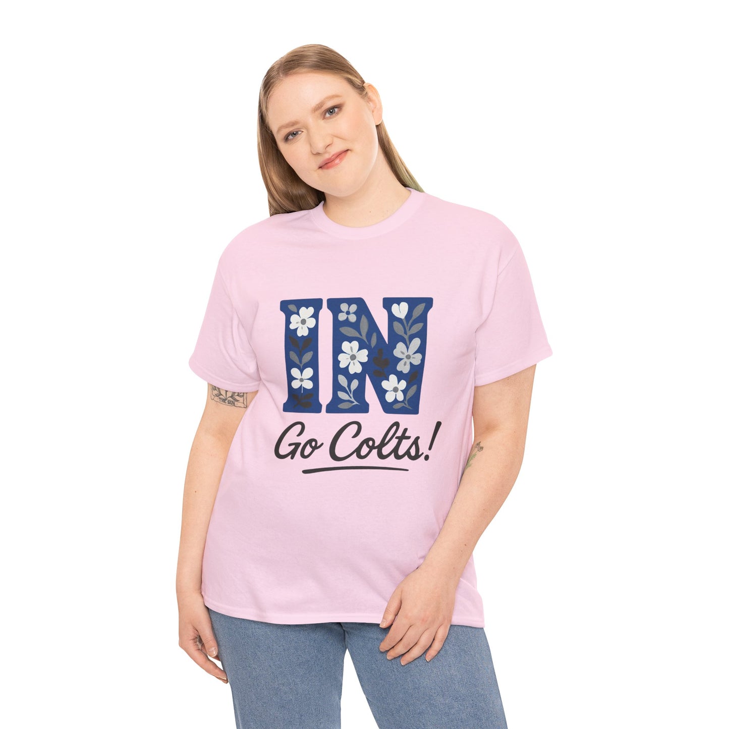 Floral Colts Tee | Unisex Heavy Cotton Tee for Sports Fans, Indiana Pride