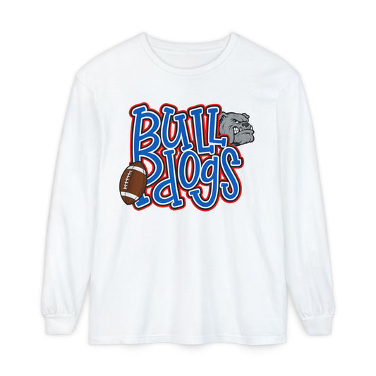 Bull Dogs Long Sleeve T-Shirt - Unisex Garment-Dyed Tee for Sports Fans