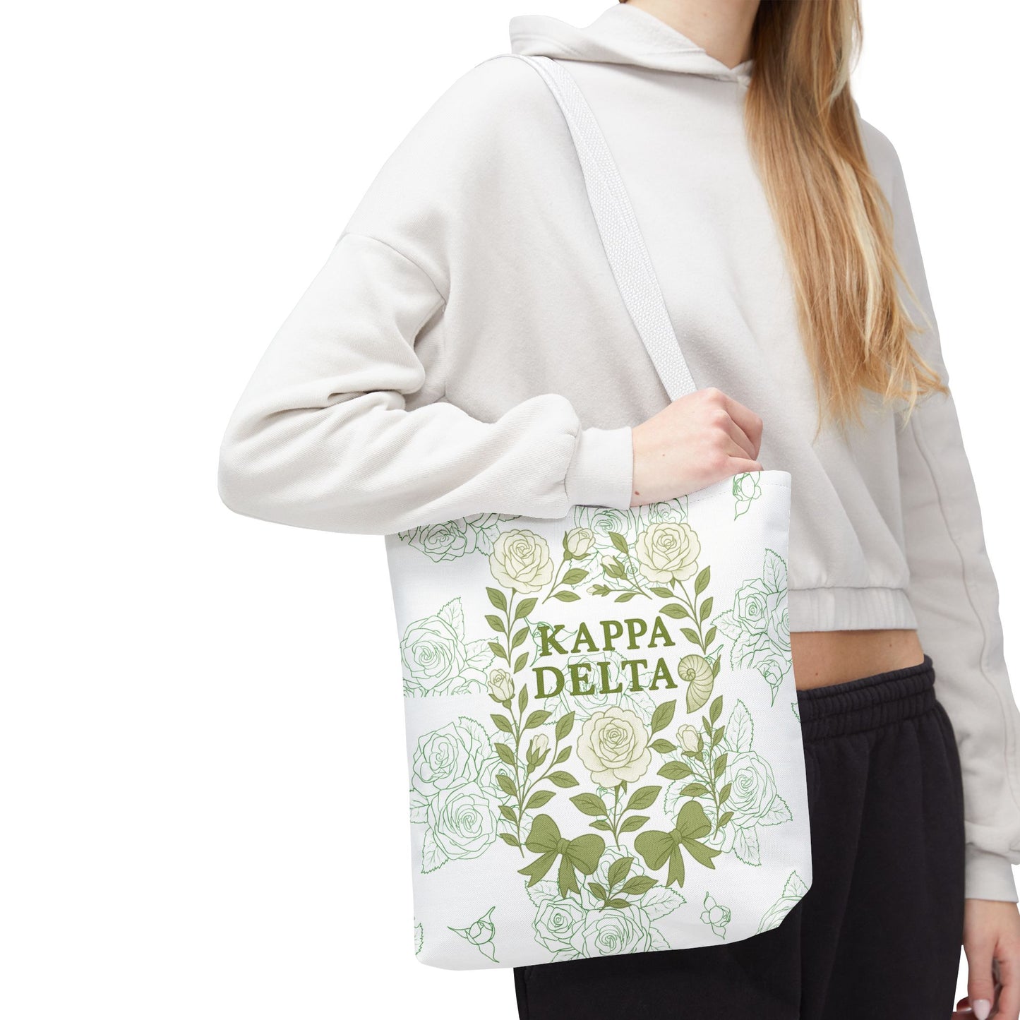 Elegant Kappa Delta Tote Bag, Floral AOP Design, Sorority Bag, Gift for Sisters, Eco-Friendly Shopping Bag