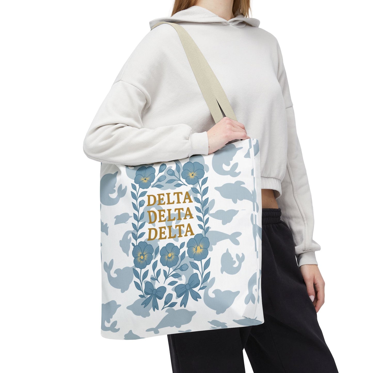 Delta Delta Delta Floral Tote Bag | Sorority Gift | Reusable Shopping Bag | Summer Accessory | Eco-Friendly Bag | Stylish Storage