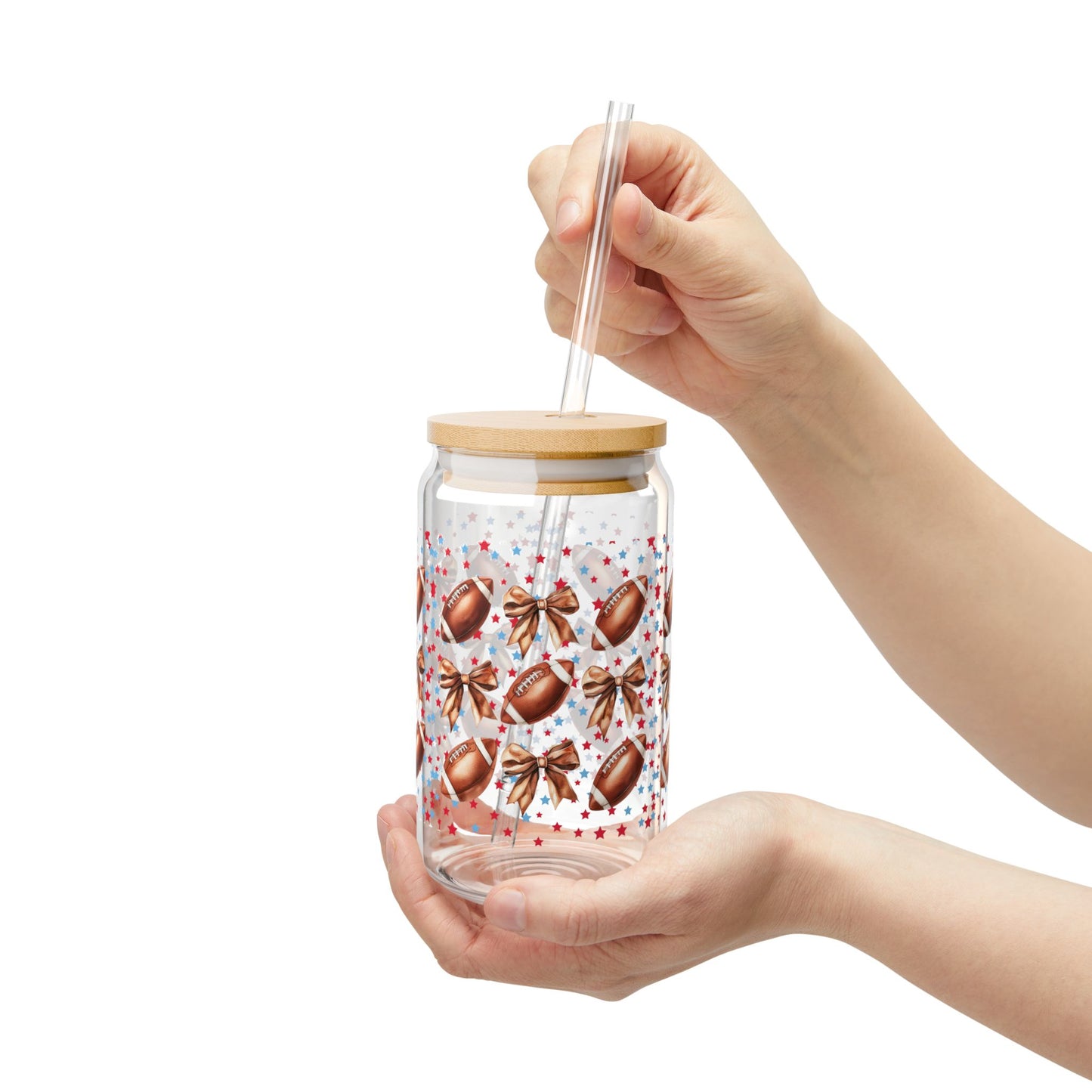 Football-Themed Sipper Glass, 16oz | Perfect for Game Day, Sports Parties, Tailgating, & Outdoor Events