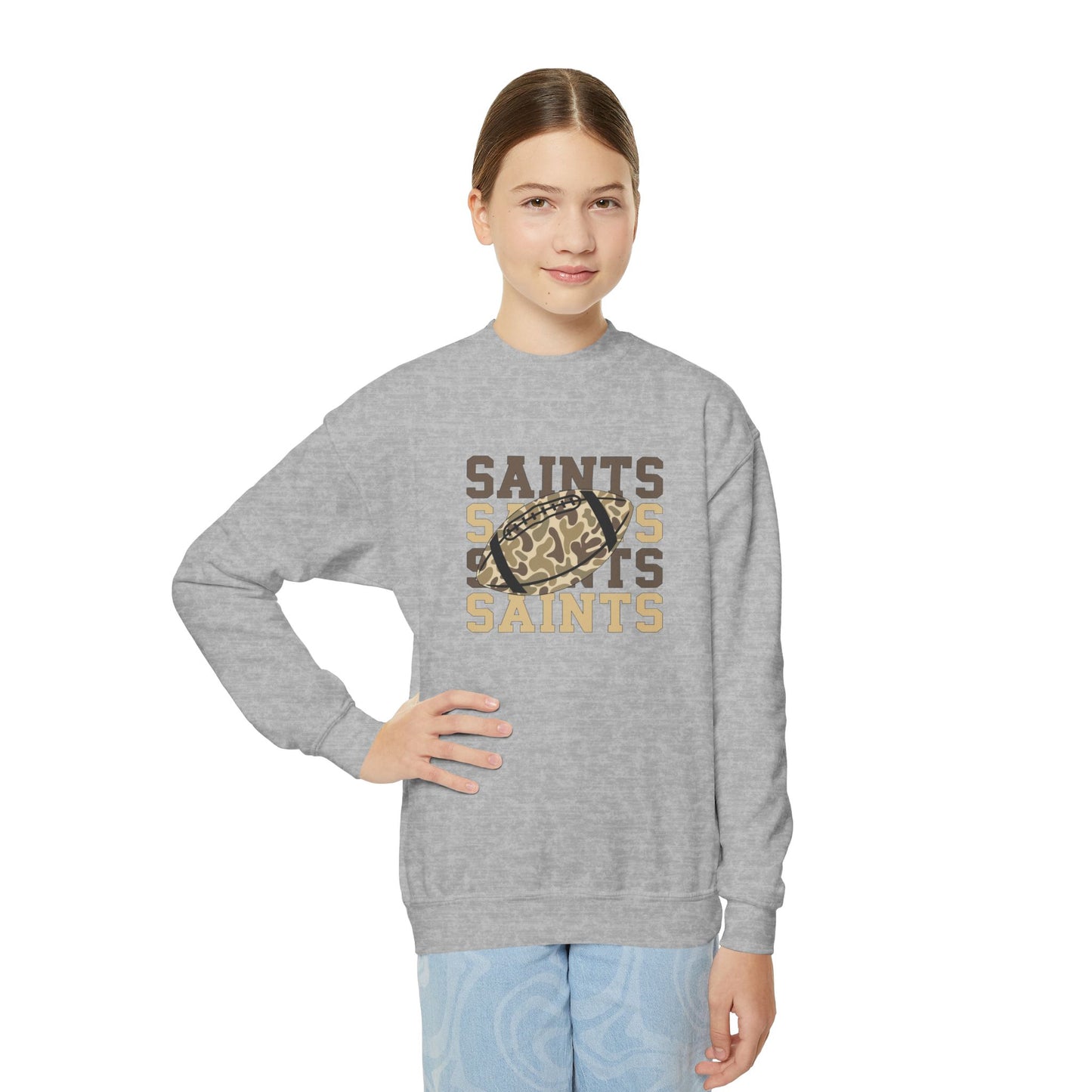Youth Saints Crewneck Sweatshirt, Cozy Youth Sweatshirt, Sports Team Apparel, Perfect for Game Day, Gift for Young Fans
