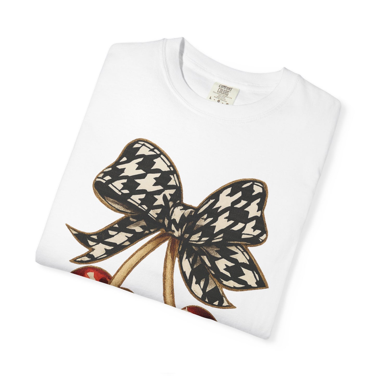 Houndstooth Bow Unisex Tee for Sports Lovers | Garment-Dyed T-shirt