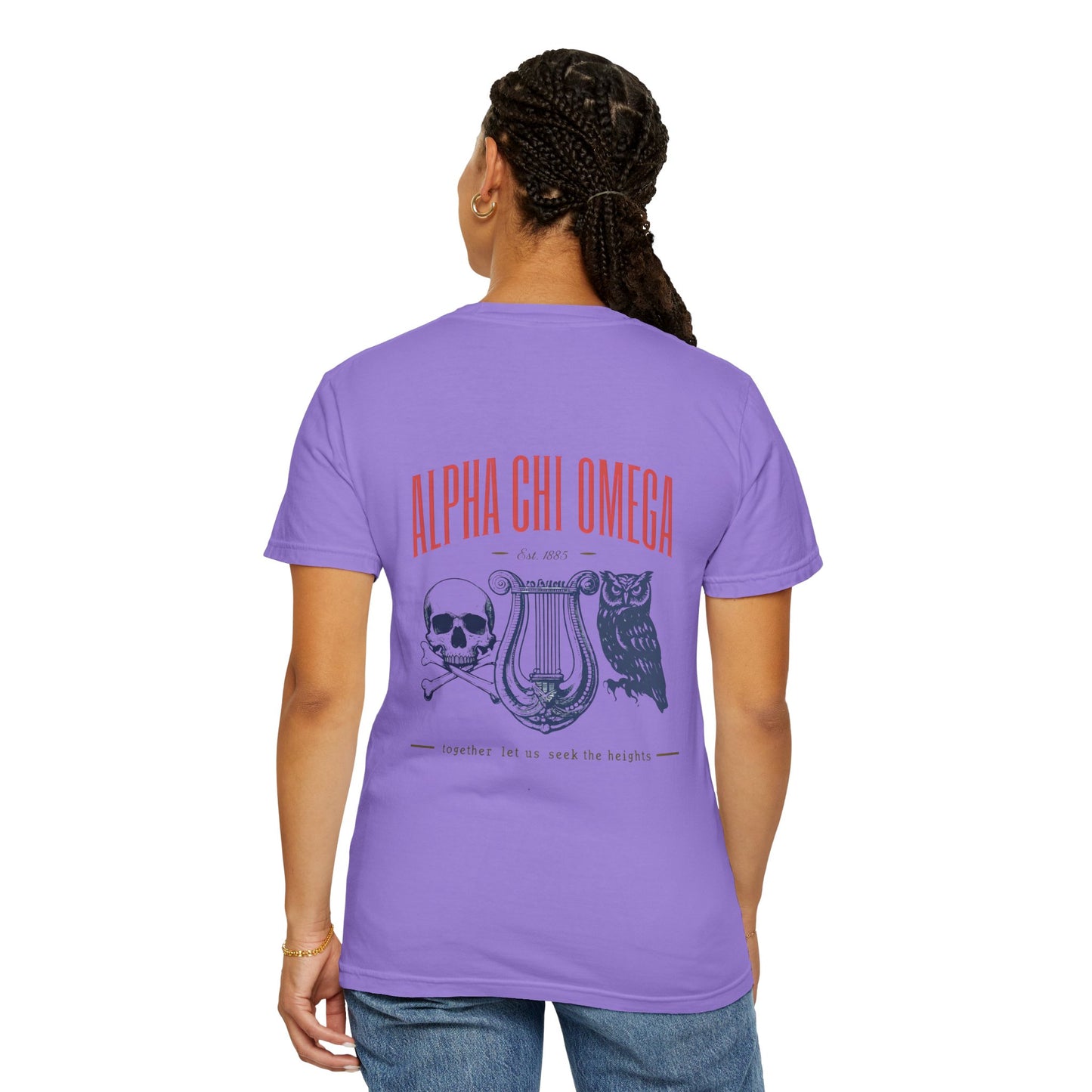 Alpha Chi Omega Garment-Dyed T-shirt, Unisex College Apparel, Sorority Shirt, Graduation Gift, Vintage Style Tee