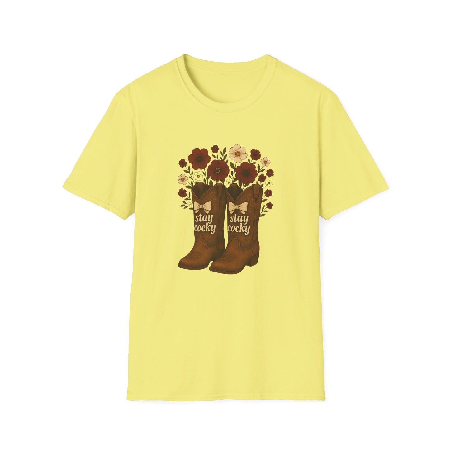 Sc stay cocky coquette t-shirt, Lucky Cowboy Boots T-Shirt, Country Style Tee, Floral Graphic Shirt, Gift for sc fan, go gamecocks, sc game day, graduation gift, college student gift