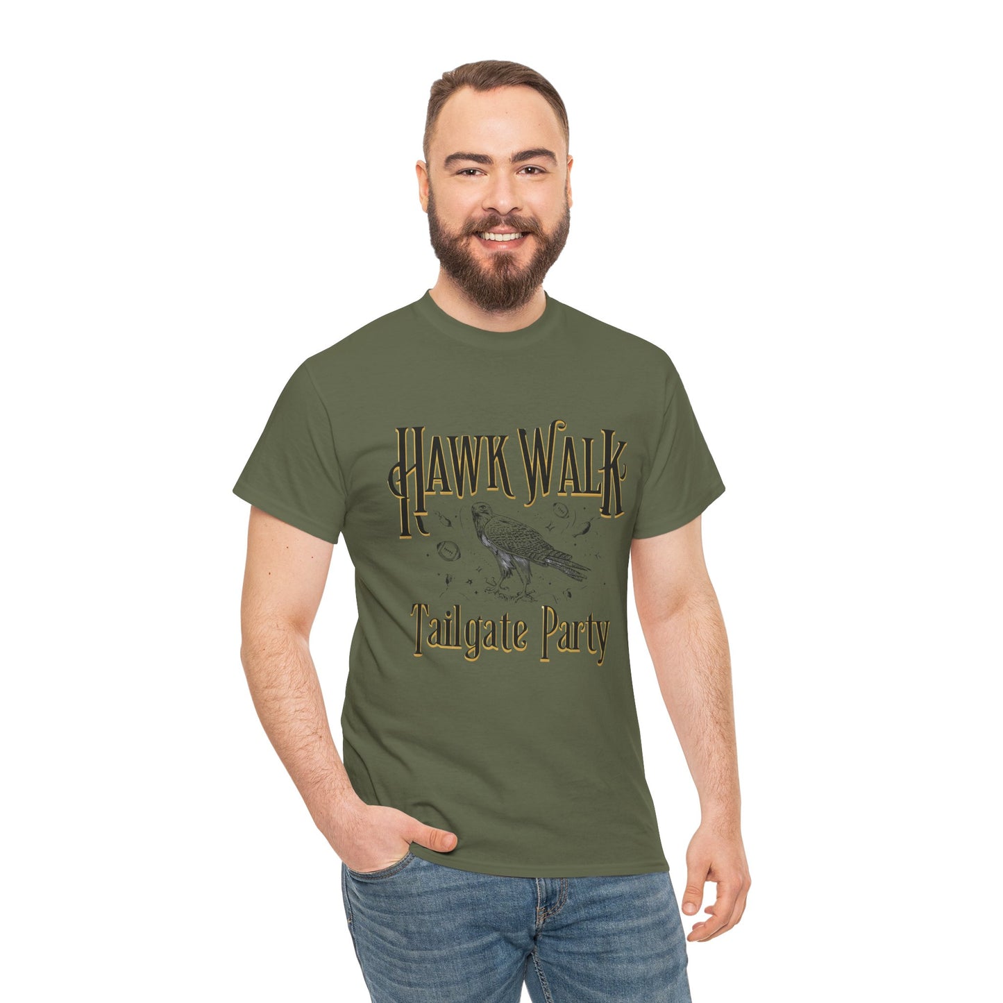 Hawk Walk Tailgate Tee, Unisex Cotton Shirt, Outdoor Event T-Shirt, Festival Wear, Bird Lover Gift, Sports Gathering Apparel