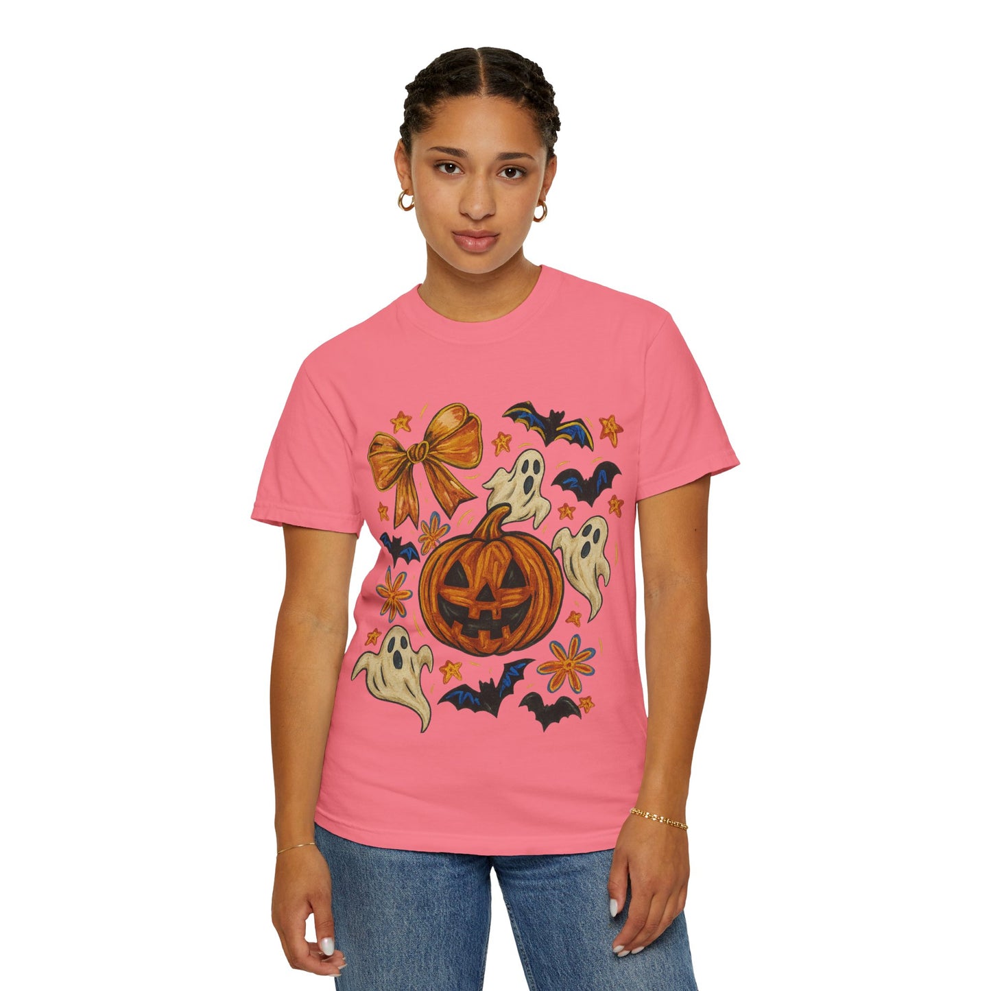 Halloween Ghost & Pumpkin T-shirt, Spooky Season Shirt, Fall Tee, Unisex Halloween Apparel, Ghostly Graphic Tee, Pumpkin Graphic Shirt