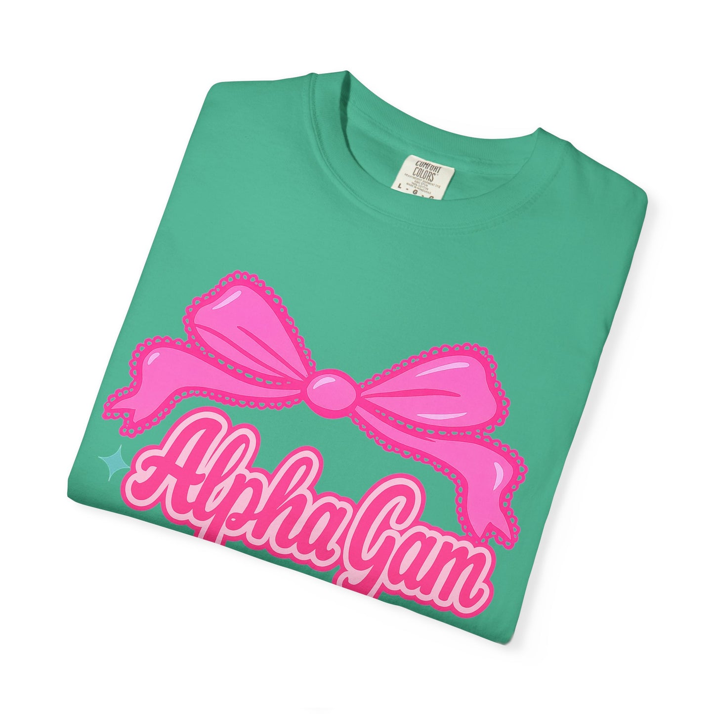 AlphaGam Bow T-Shirt | Unisex Garment-Dyed Tee for Sorority Sisters, College Apparel, Gifts for Greek Life, Casual Outfit, Sorority [...]