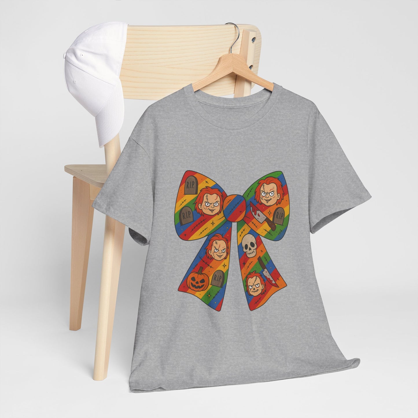 Colorful Halloween Bow Tee, Fun Costume T-Shirt, Halloween Party Shirt, Unisex Graphic Tee, Cozy Everyday Wear, Unique Gift Idea
