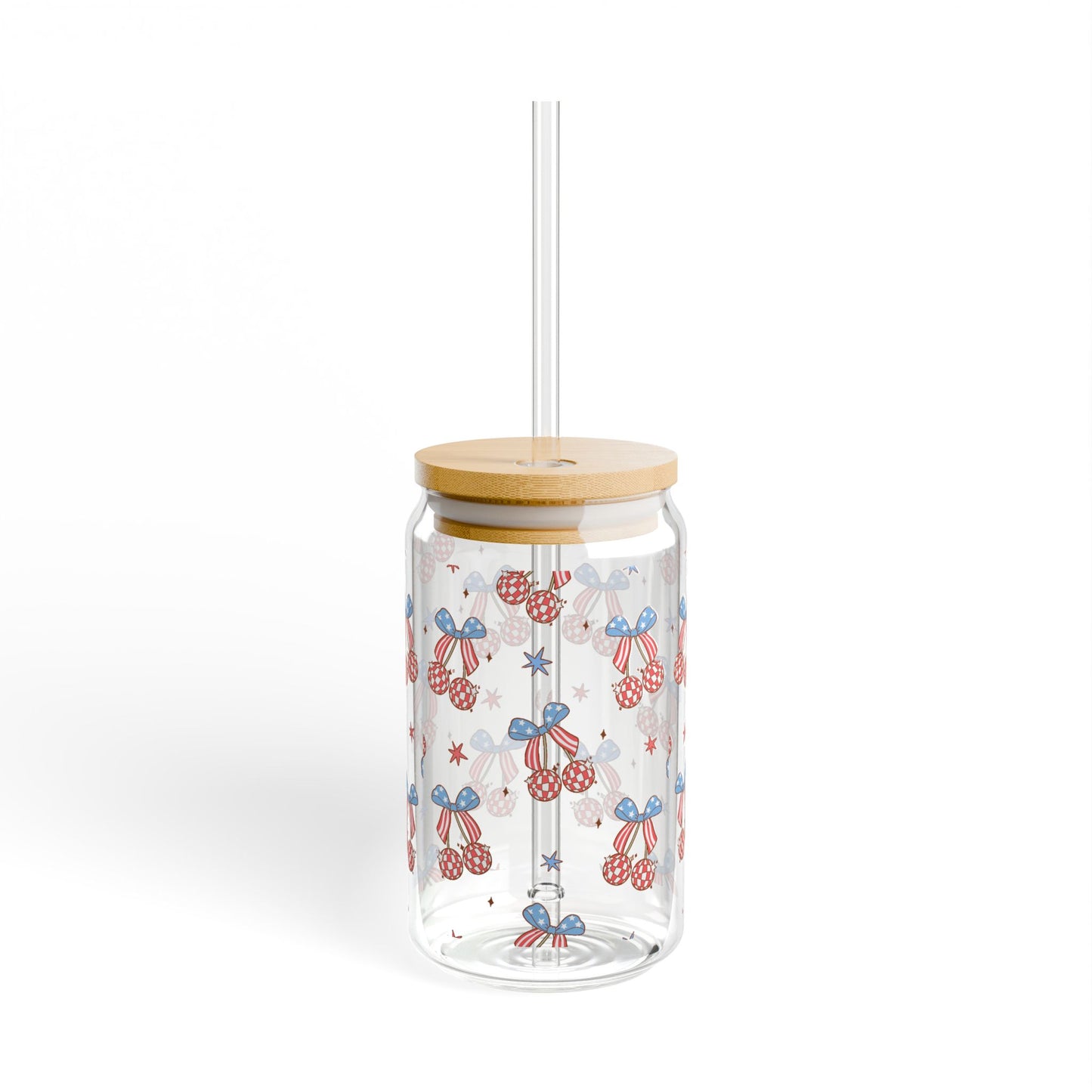 Patriotic Disco Ball Cherrry Sipper Glass