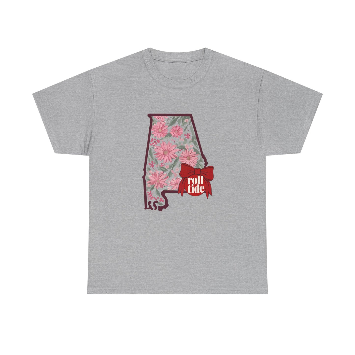 Floral Alabama Tee - Roll Tide Unisex Heavy Cotton T-Shirt, Casual Wear, Game Day Outfit, College Apparel, Southern Pride