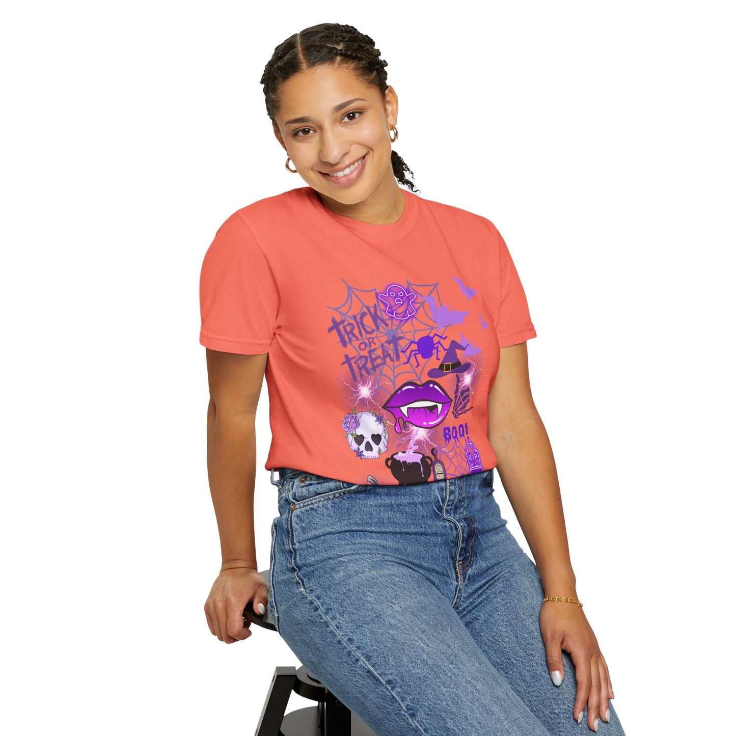 Spooky Purple Vibes Halloween Graphic T-Shirt, Fun Unisex Tee for Spooky Season, Trick or Treat, Boo! Shirt, Halloween Party Wear, Gift Idea