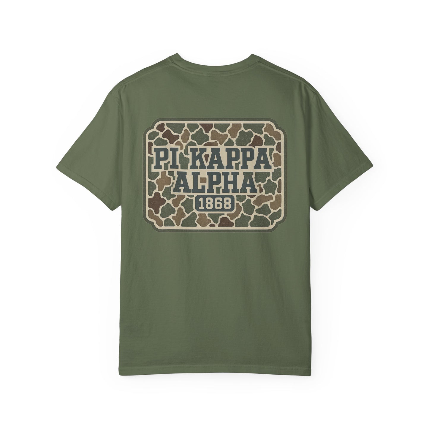 PiKappaAlpha Camouflage T-Shirt | Unisex Garment-Dyed Tee | Casual Wear, Greek Life Apparel, College Gifts, Brotherhood Shirt, Event [...]