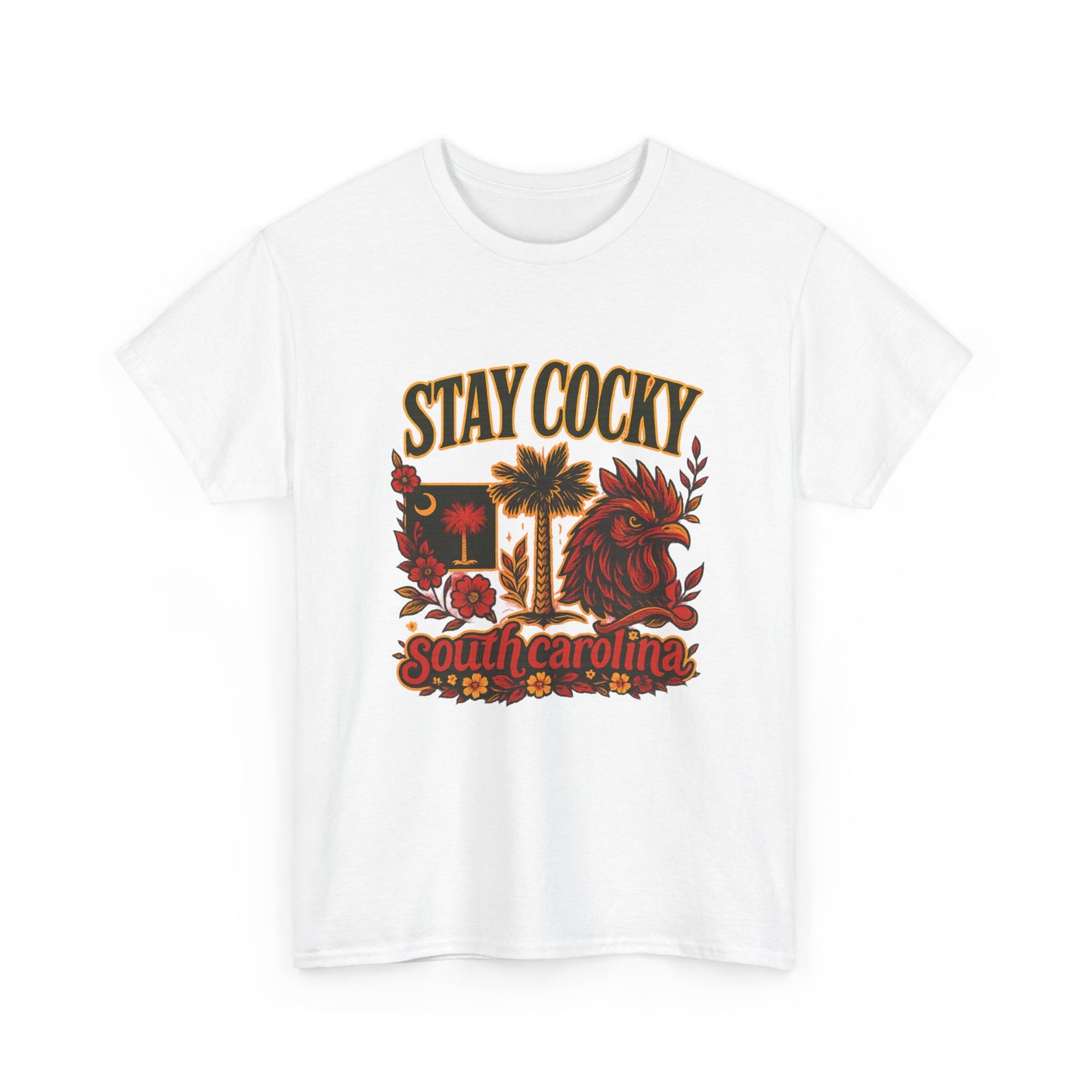 Stay Cocky Unisex Heavy Cotton Tee, Casual Graphic Tee, South Carolina Pride Shirt, Fun Vacation Wear, Perfect Gift for Gamecocks Fans