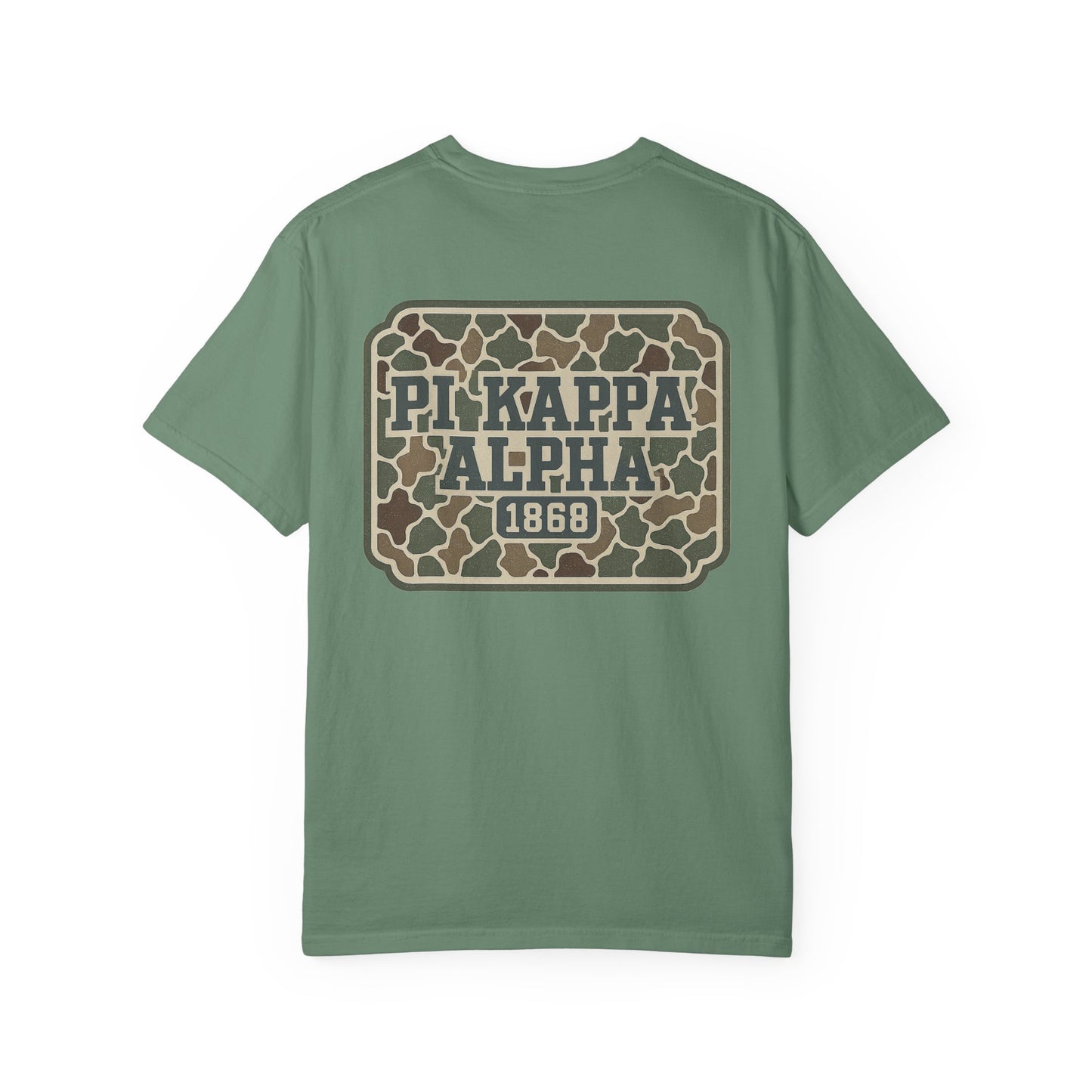PiKappaAlpha Camouflage T-Shirt | Unisex Garment-Dyed Tee | Casual Wear, Greek Life Apparel, College Gifts, Brotherhood Shirt, Event [...]
