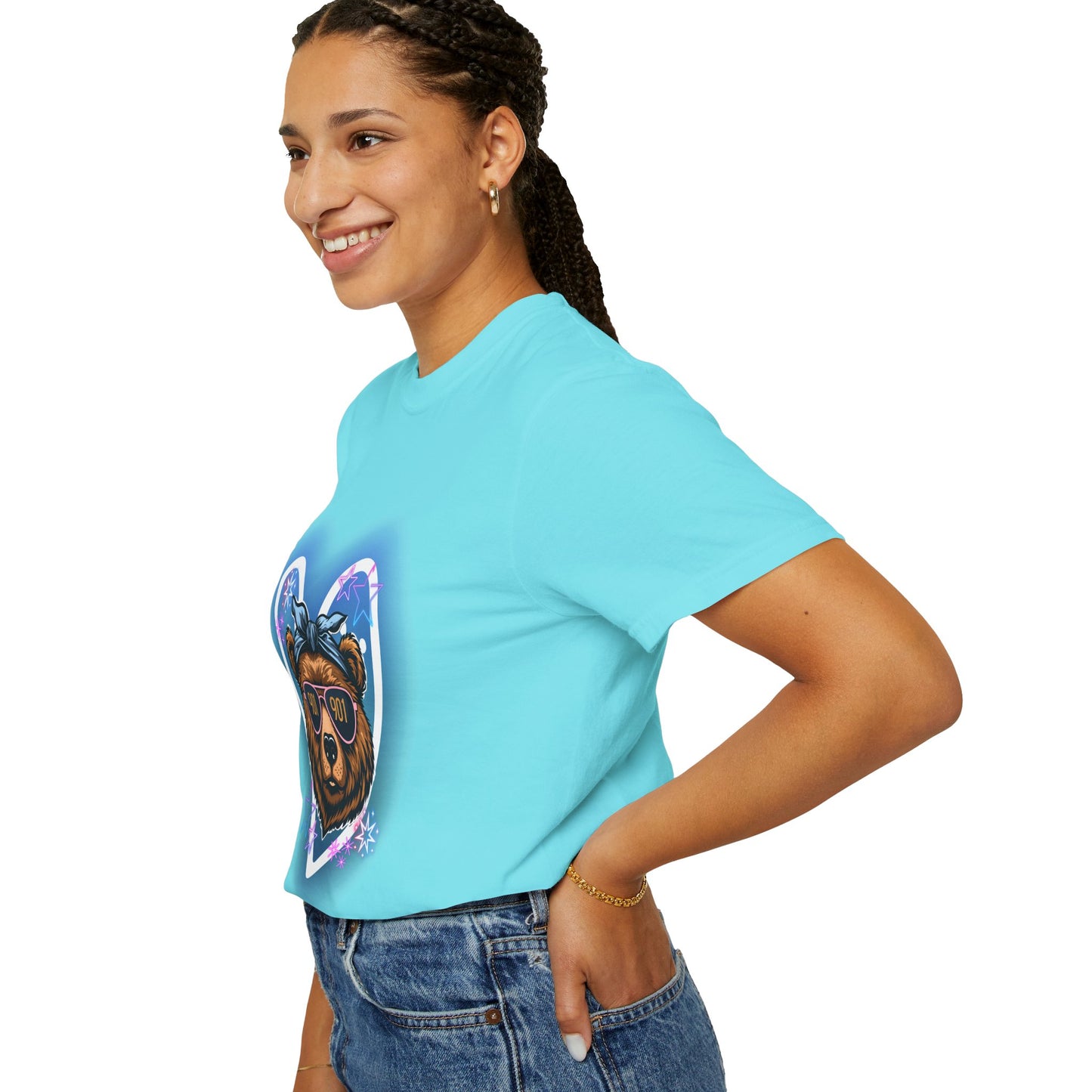 Neon Memphis Bear Graphic T-Shirt, Unisex Fashion Tee, Trendy Apparel, Memphis Grizz, 901 Memphis, Retro Design, Comfort Colors, Memphis Basketball Fan
