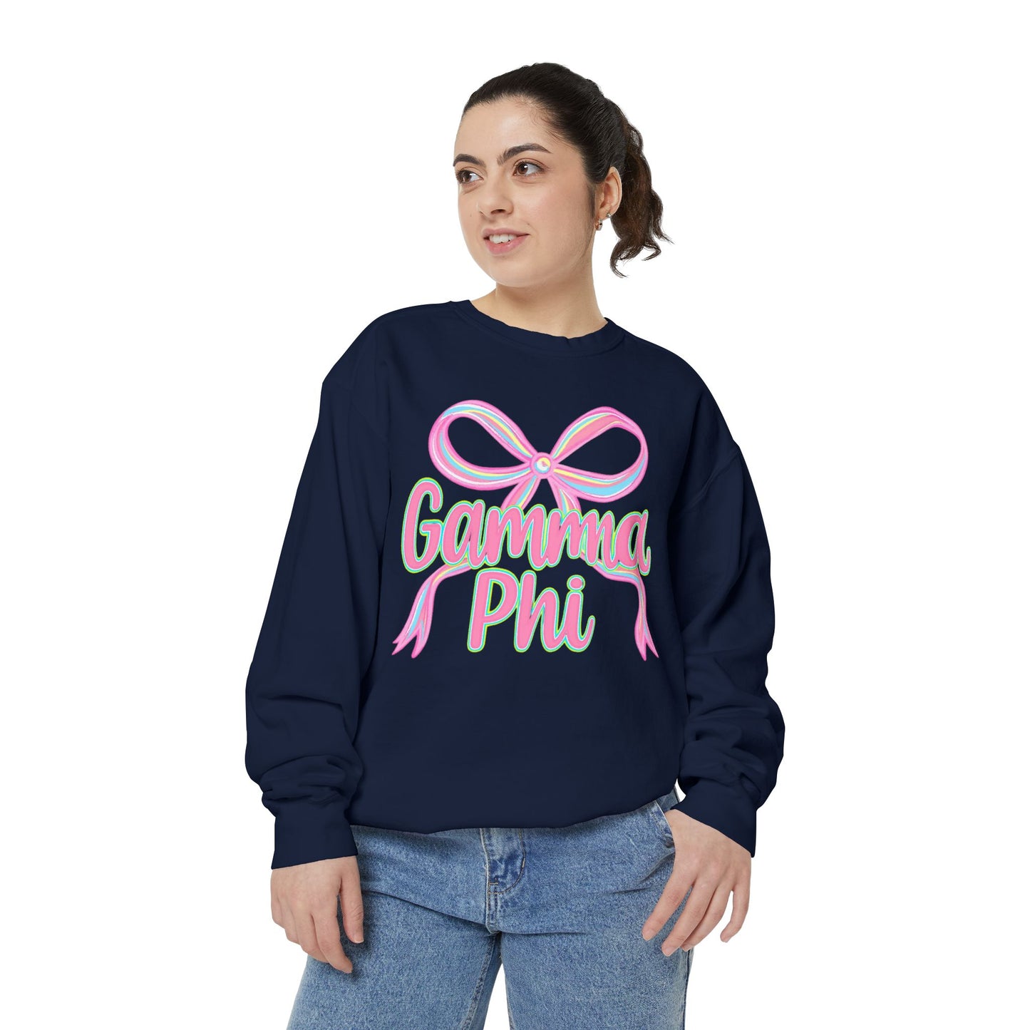 GammaPhi Garment-Dyed Sweatshirt | Cozy Sorority Sweatshirt, Unisex Apparel, Sorority Gift, Casual Wear, College Spirit Wear