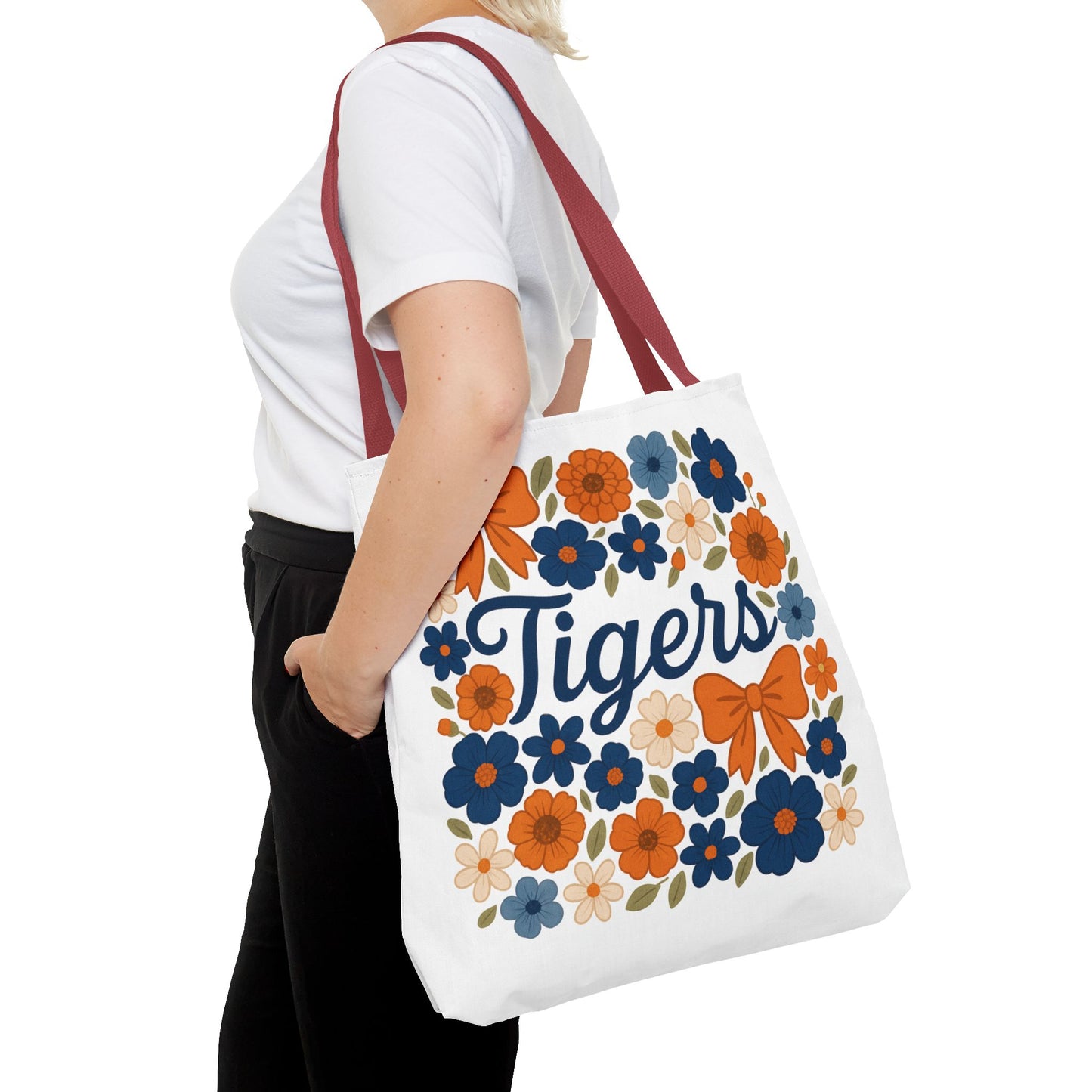 Floral Tiger Tote Bag, Cute Shopping Bag, Reusable Grocery Tote, Gift for Students, Eco-friendly Handbag, Graduation Gift, Alumni Gift