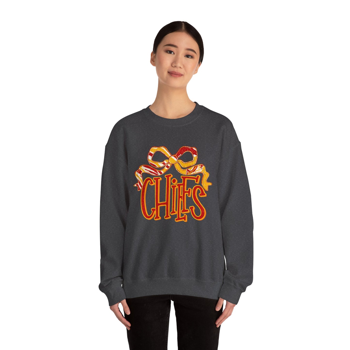 Chic Bow Design Unisex Sweatshirt, Cozy Fall Apparel, Holiday Gift, Casual Wear, Comfortable Style, Unique Sweatshirt